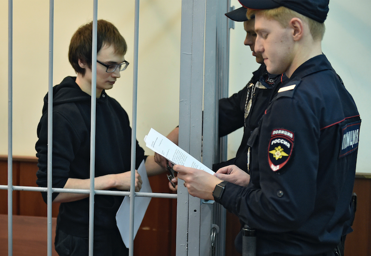Mathematics and mechanics graduate student at Moscow State University Azat Miftakhov before the court session in Golovinsky district court. September 05, 2019. 