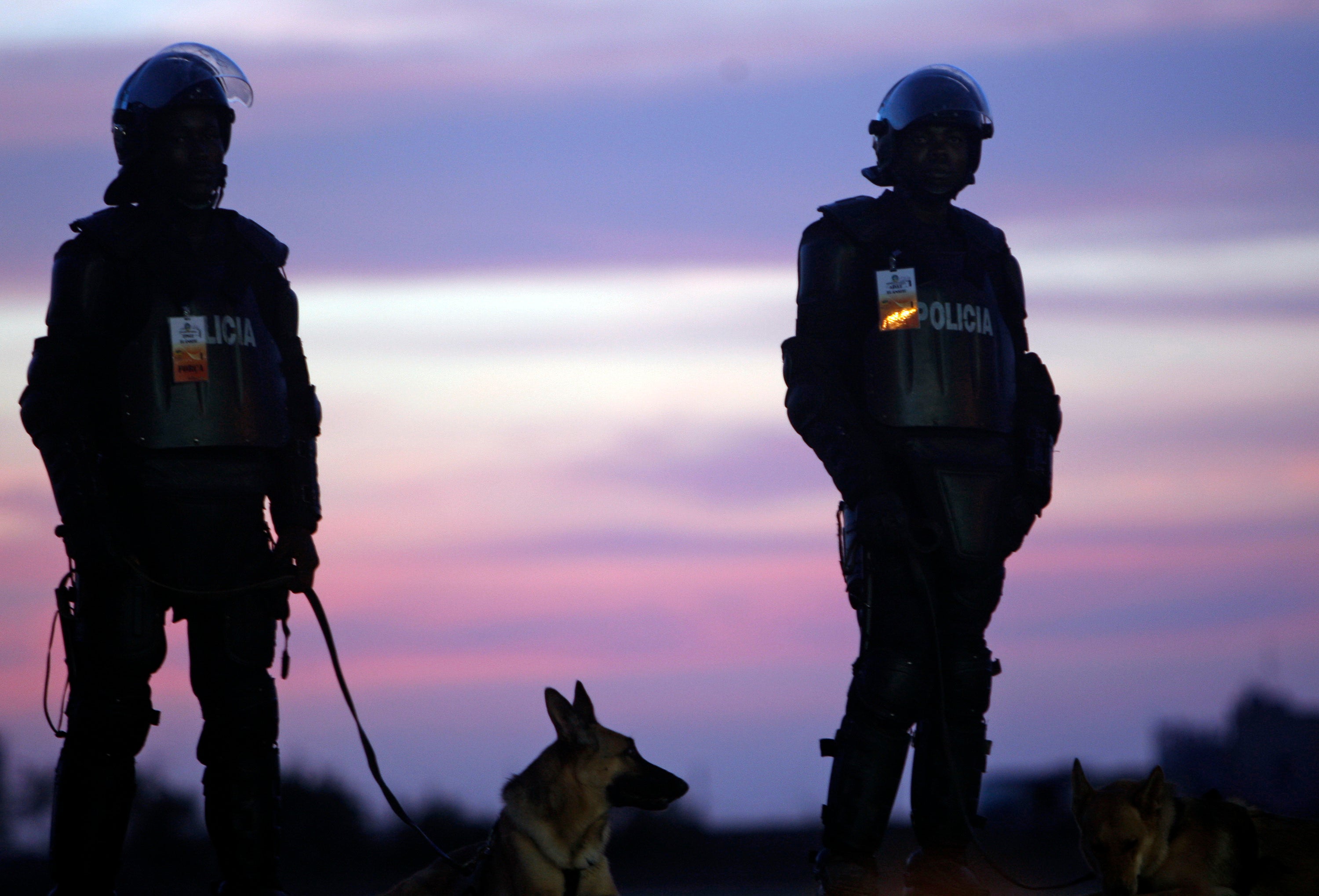 Angolan police officers in Benguela, Angola in January 2010. 