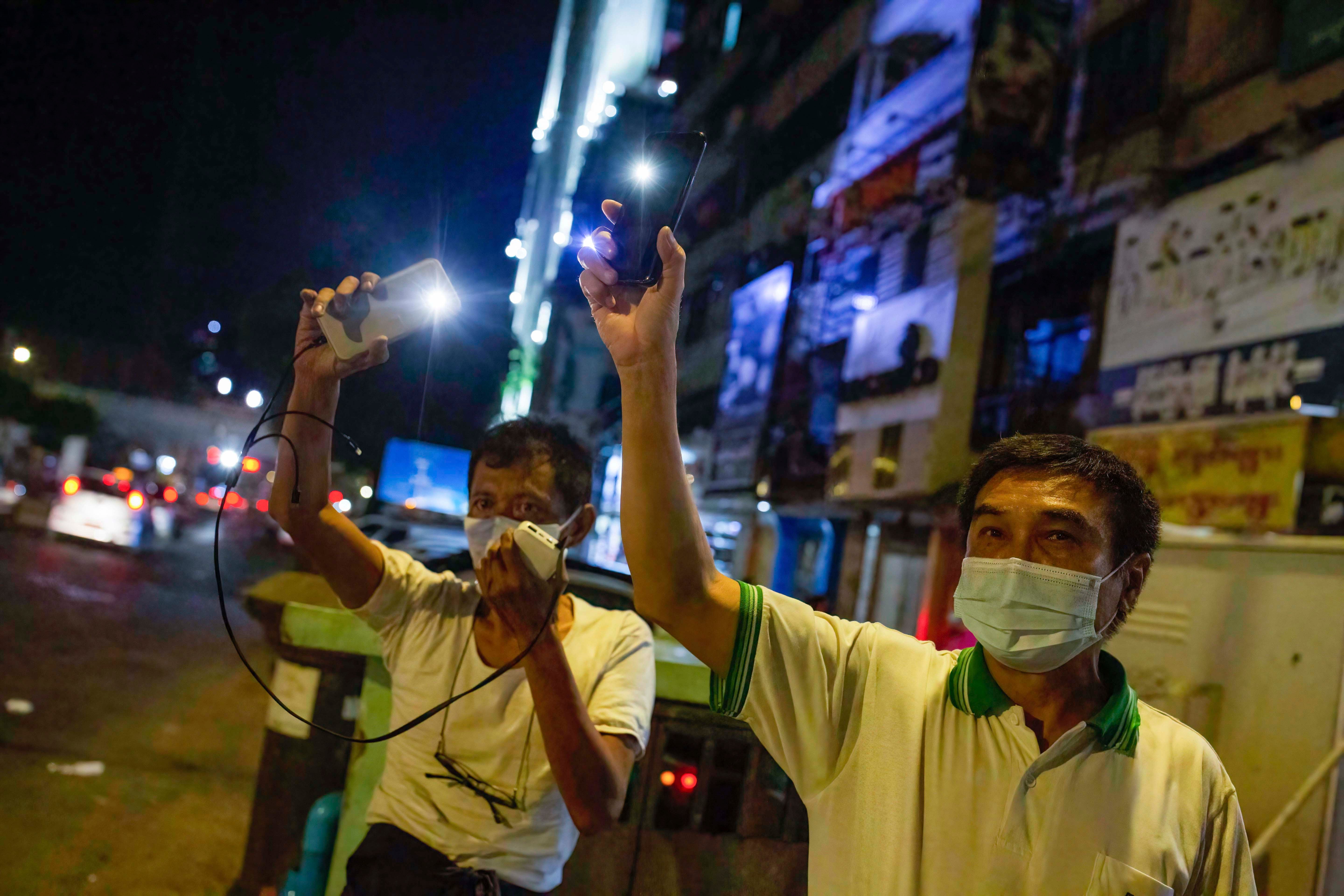 Protesters in Yangon