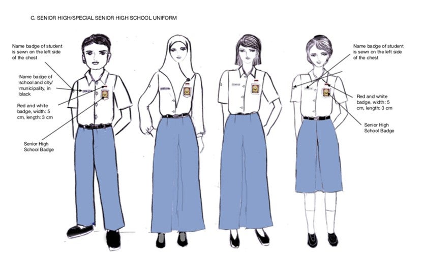 An illustration of the school dress code for boys and girls