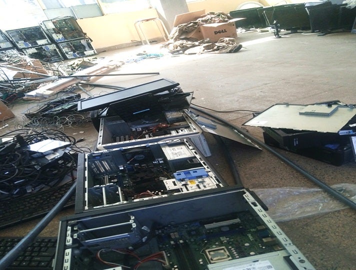 Damaged electronics in Atse Yohannes high school in Mekelle, Tigray. 