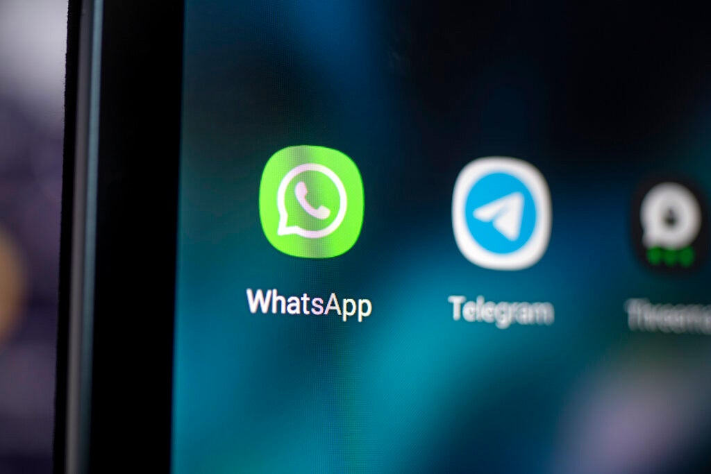 The logo of the messenger app Whatsapp is seen on the screen of a smartphone on April 28th, 2021 in Berlin, Germany.