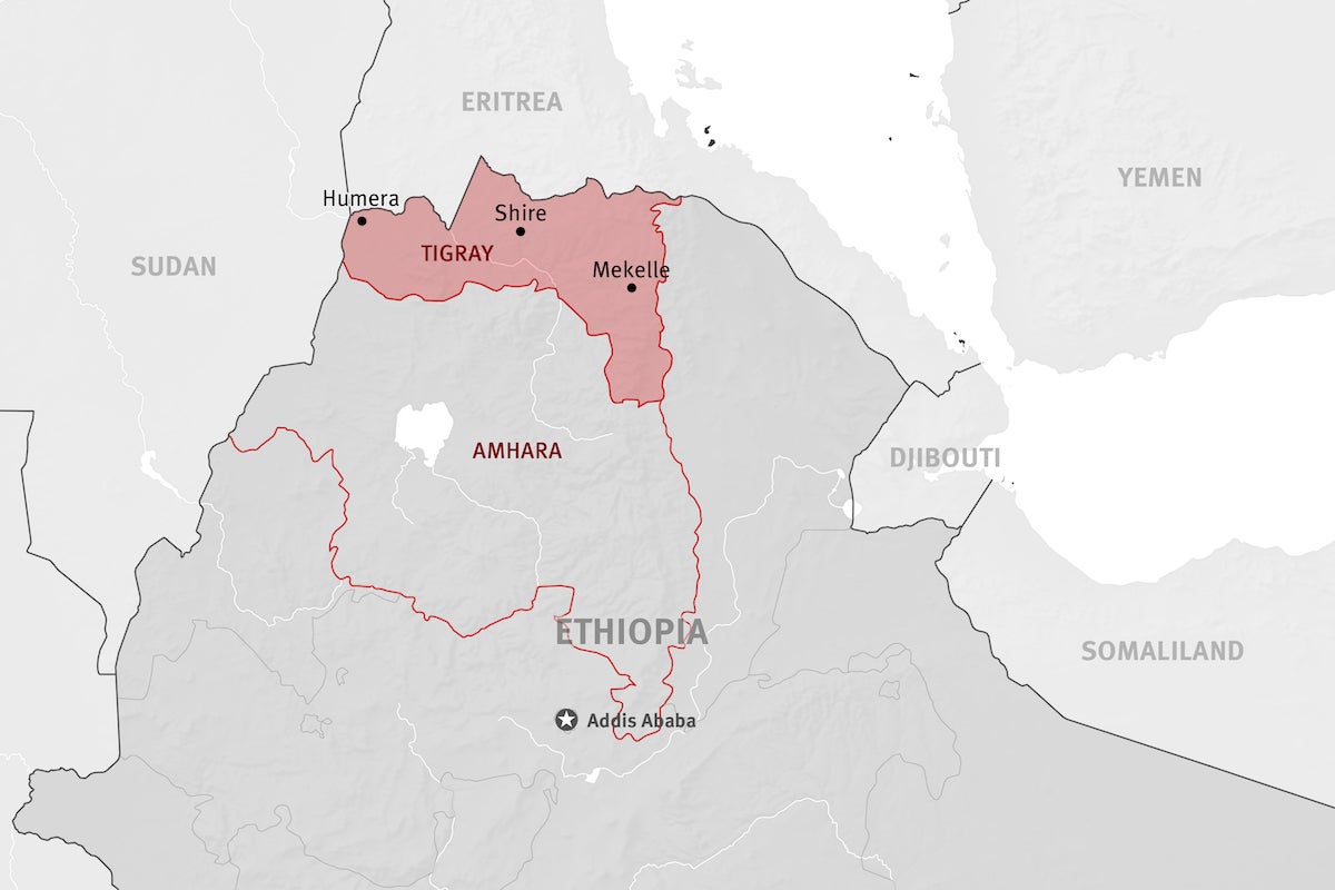 a map of Ethiopia's Tigray region 