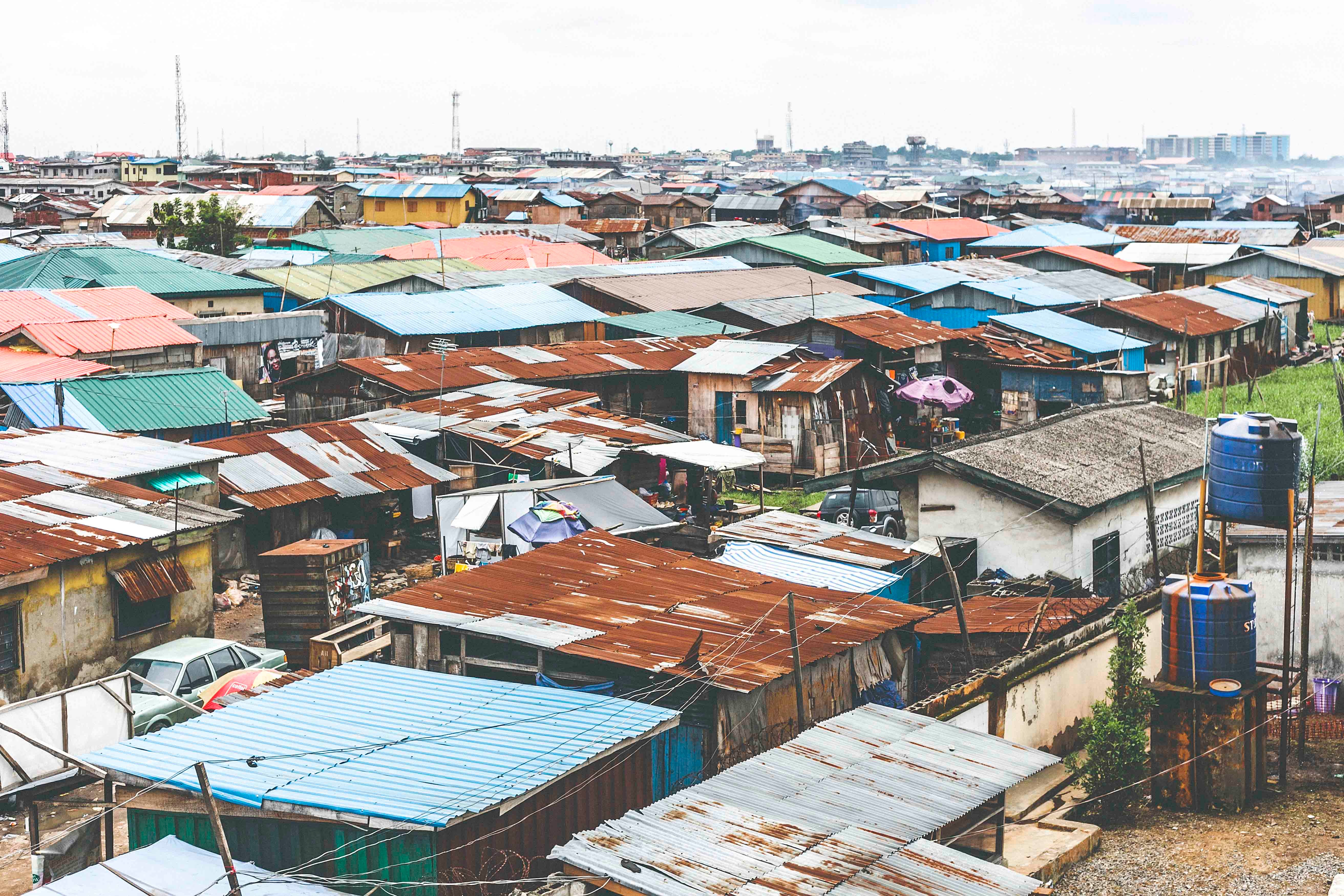 Aerial shot of a Lagos slum