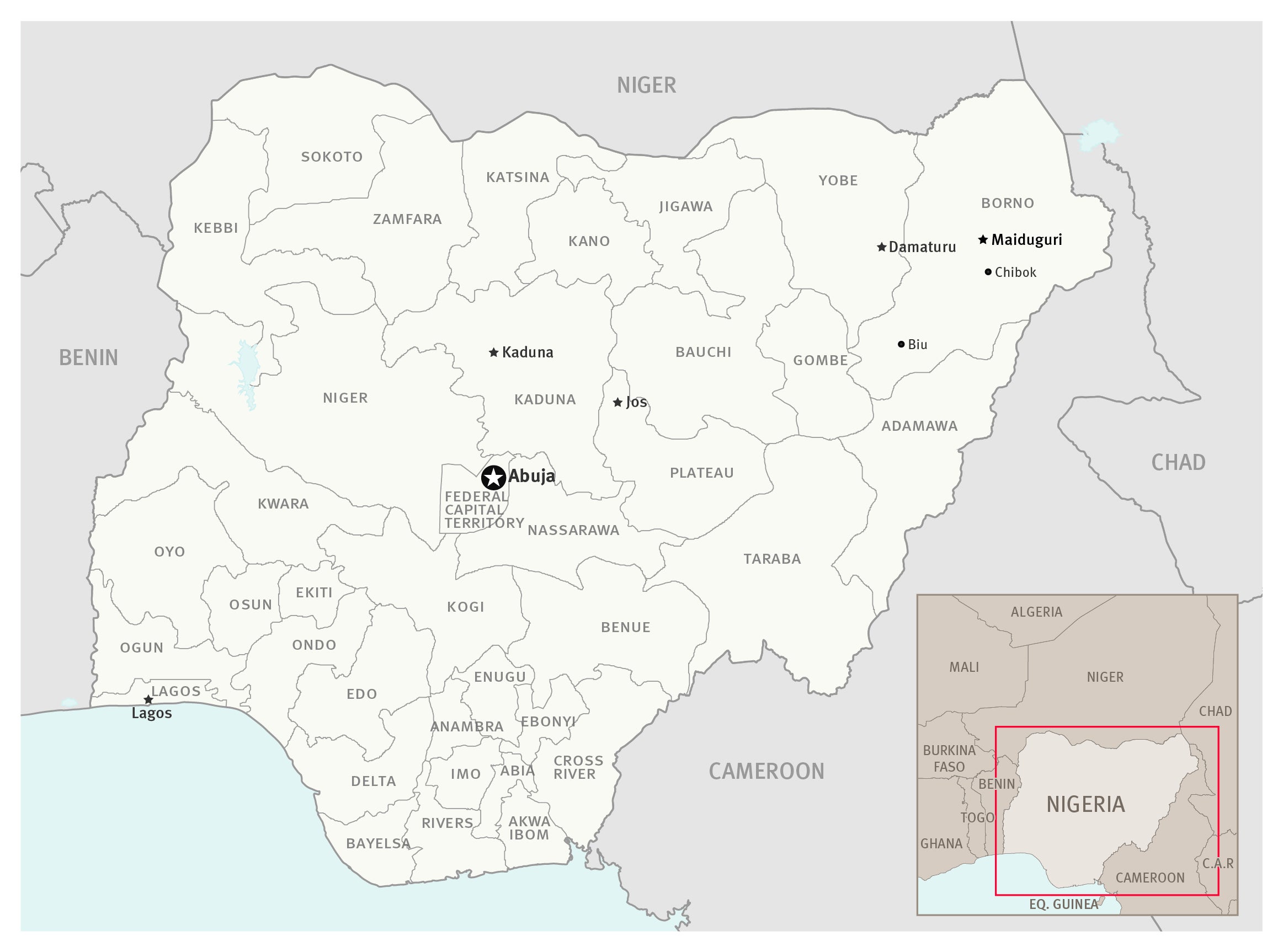 Overview map of the provinces of Nigeria