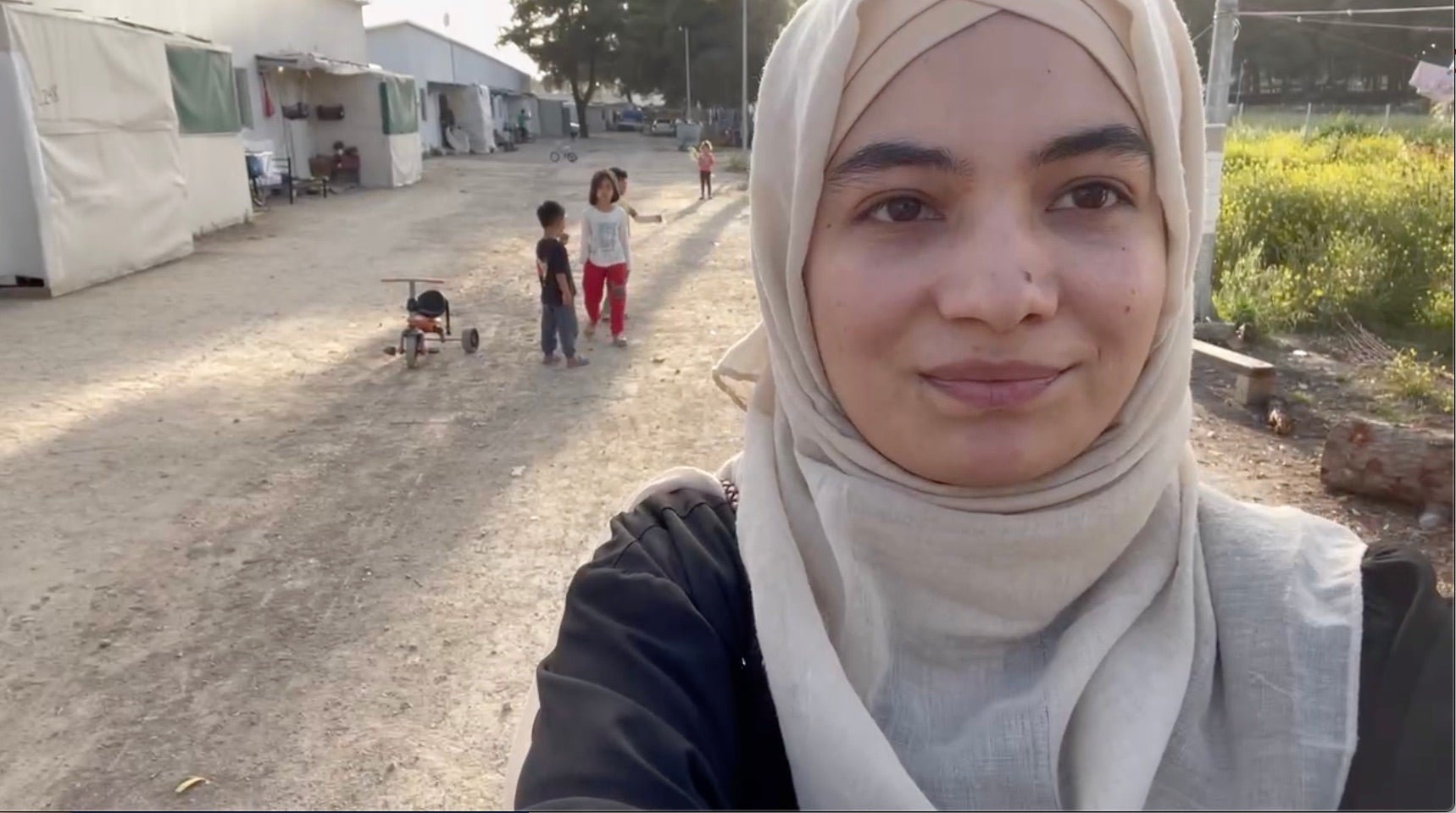 A refugee girl living in a camp near Athens.