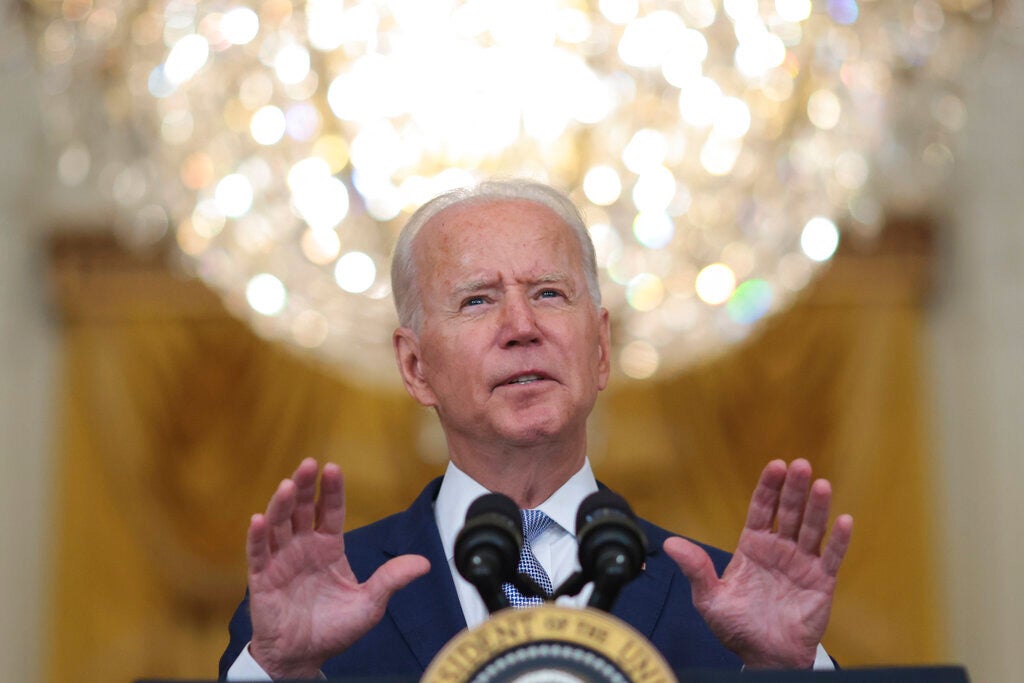 President Joe Biden speaks about how his Build Back Better agenda will lower prescription drug prices, in the East Room of the White House in Washington, DC, on August 12, 2021.