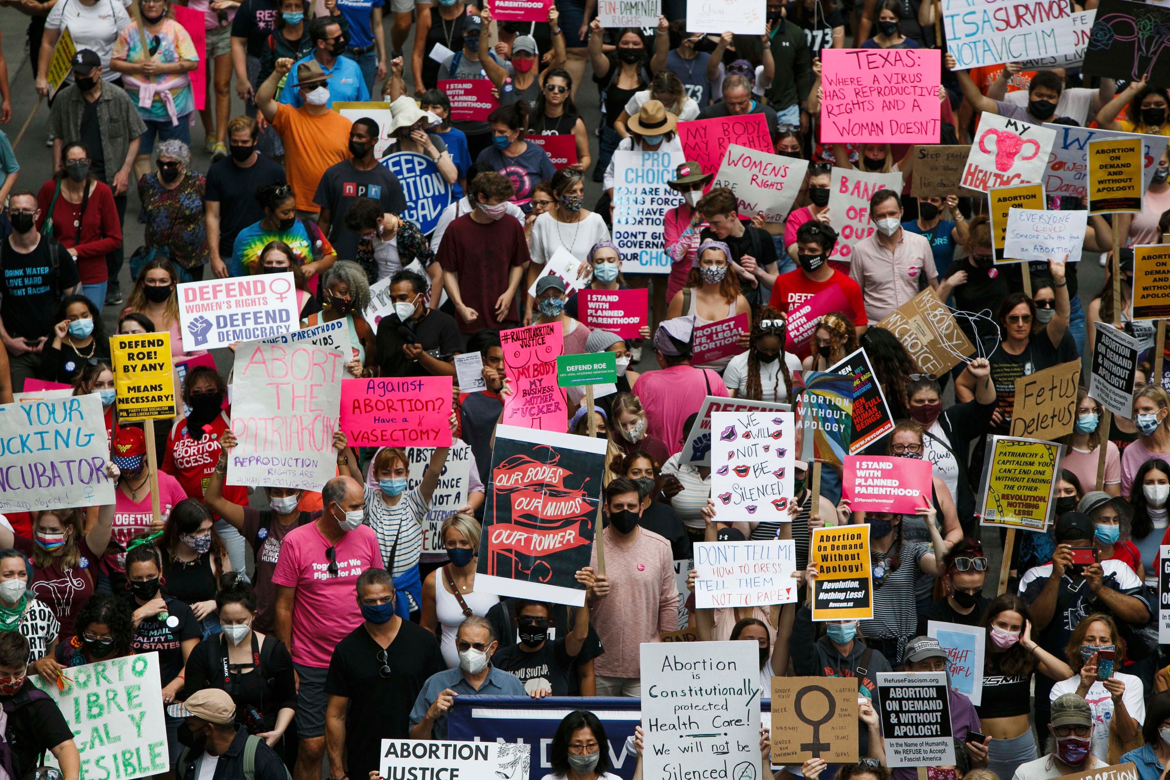 Abortion rally in Chicaco, Illinois, US.