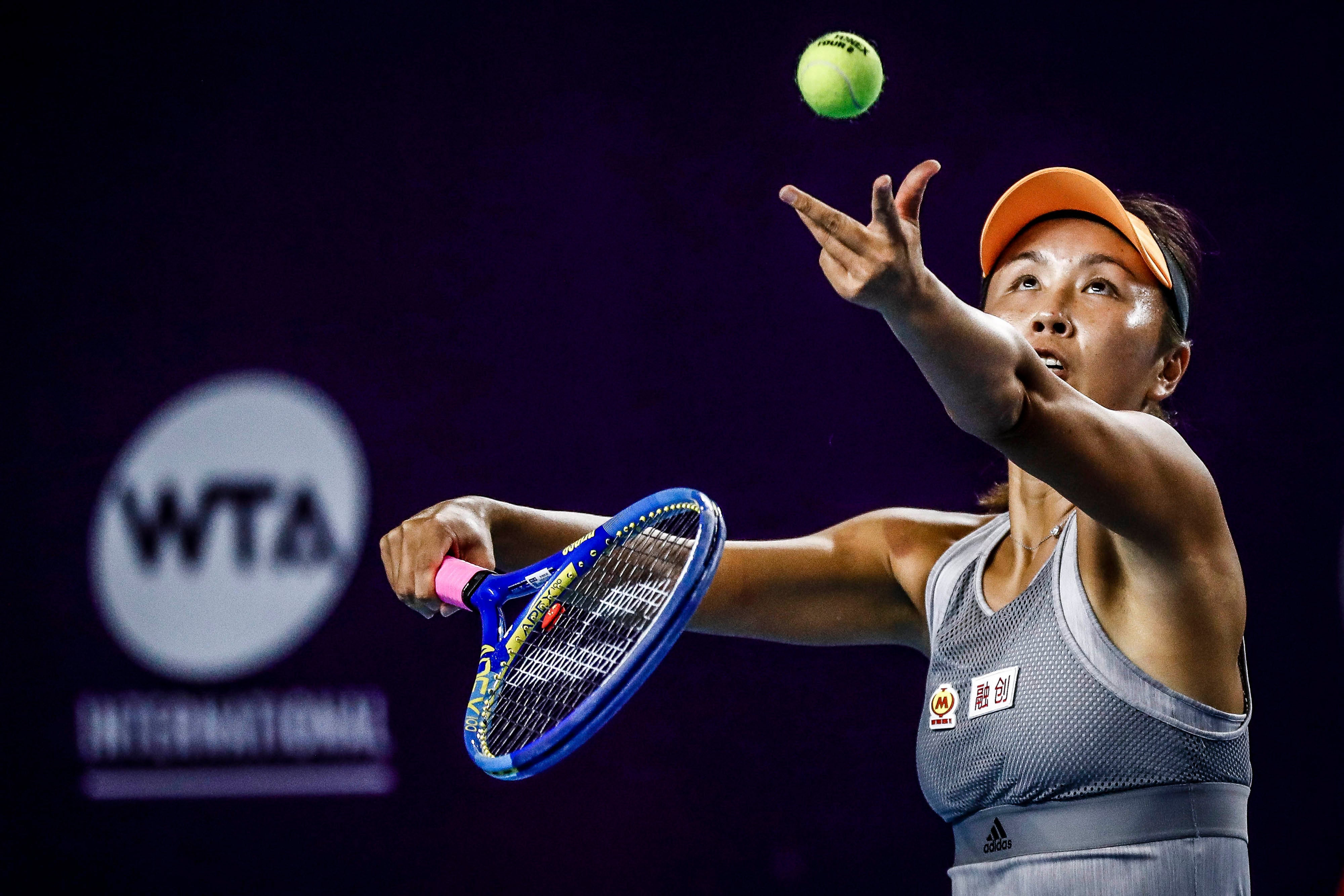 La championne de tennis chinoise Peng Shuai, lors du deuxième tour de l'Open WTA de Guangzhou, en Chine, le 18 septembre 2019. 