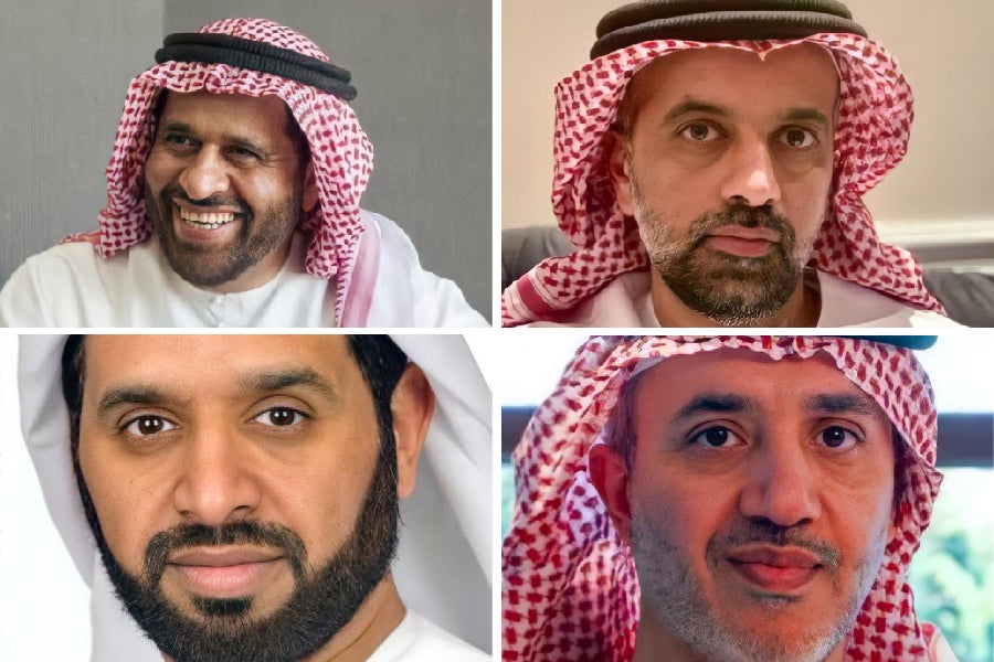 Saeed al-Tenaiji (top left), Hamad al-Shamsi (top right), Ahmed al-Shaiba al-Nuaimi (bottom left), and Mohammed Saqr al-Zaabi (bottom right). 