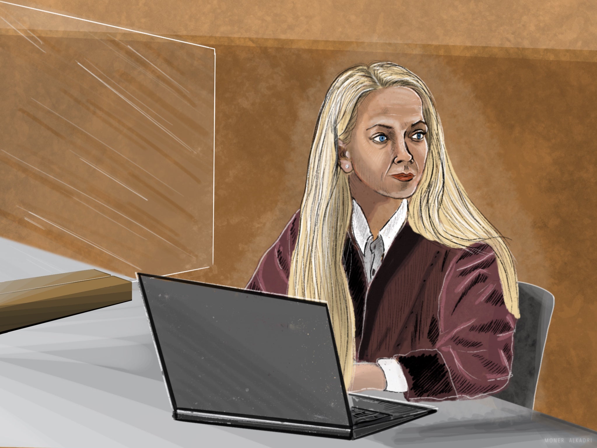 Illustration of a blonde woman working on a laptop