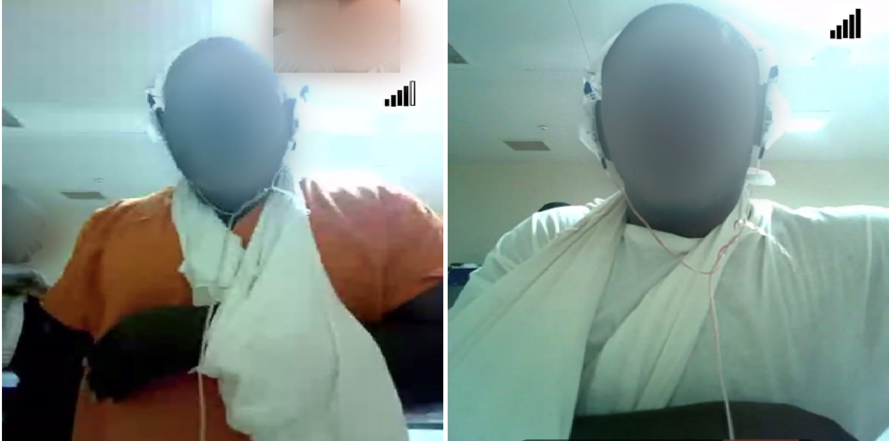 Photos of two men with their faces blurred