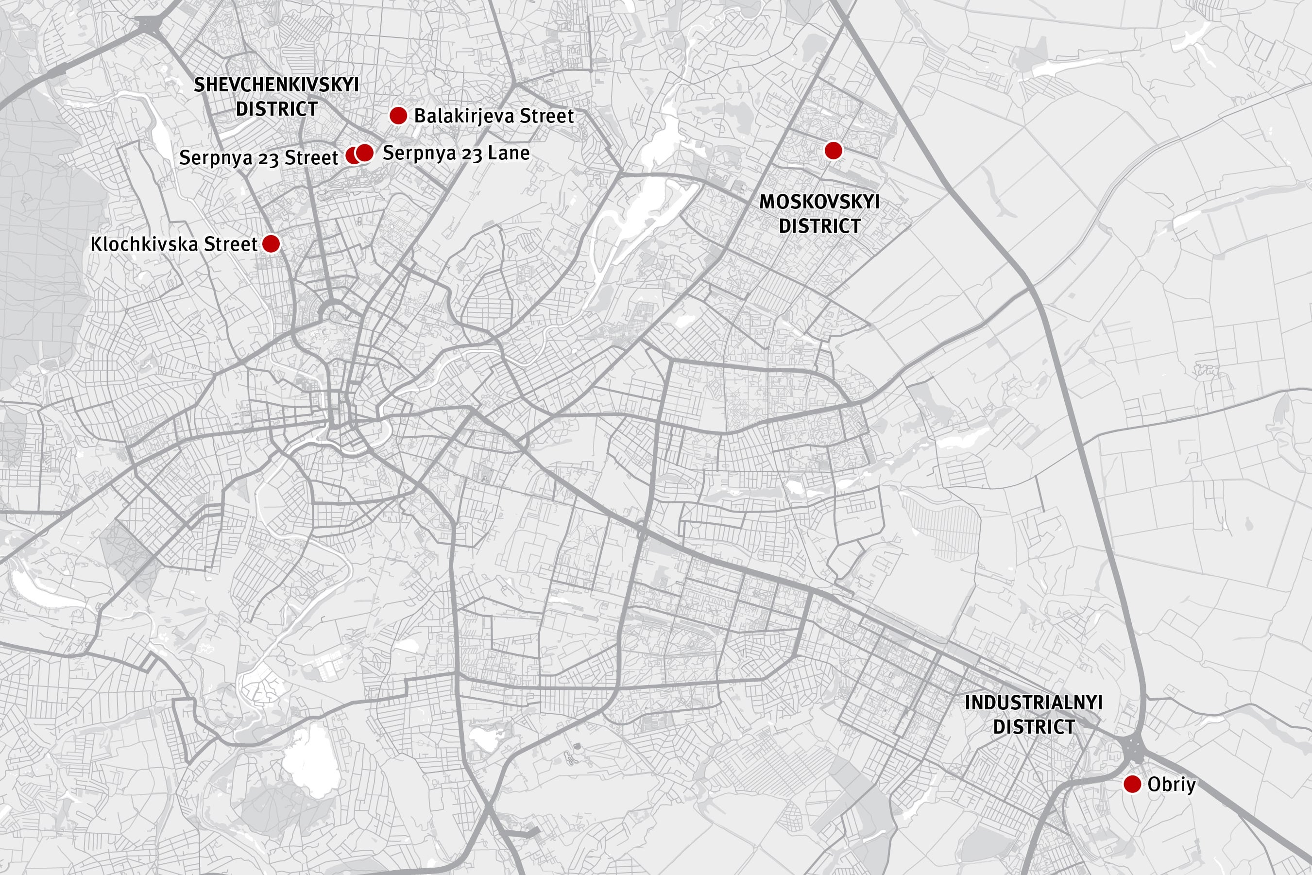 Cluster munitions attacks in Kharkiv on February 28, 2022. 