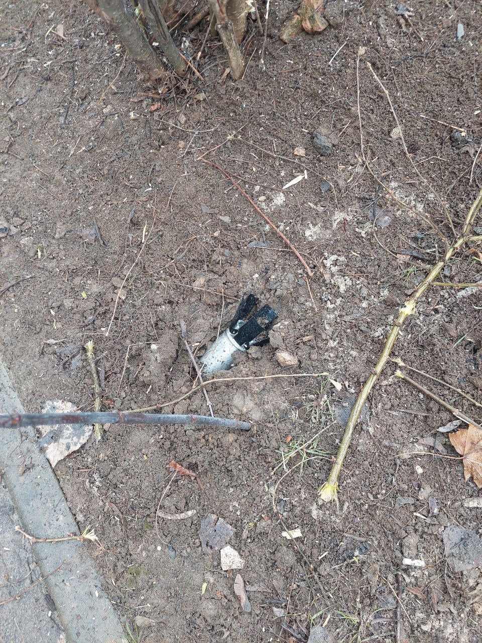 An unexploded 9N235 submunition in Kharkiv