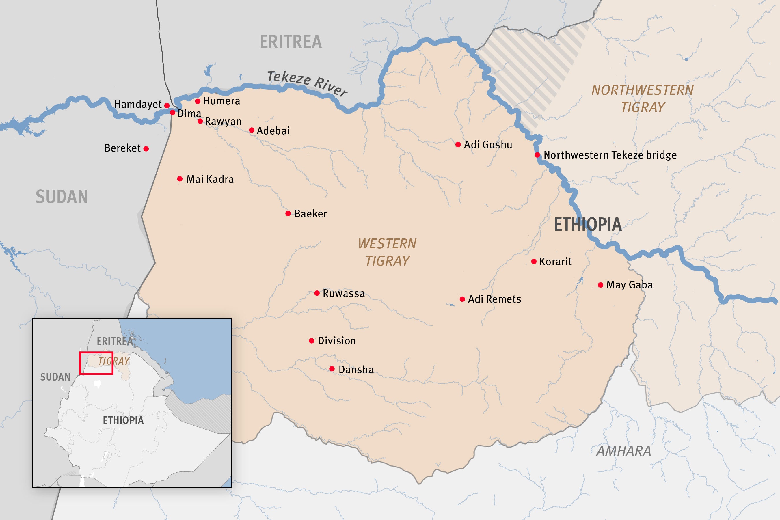 Overview map of West Tigray region