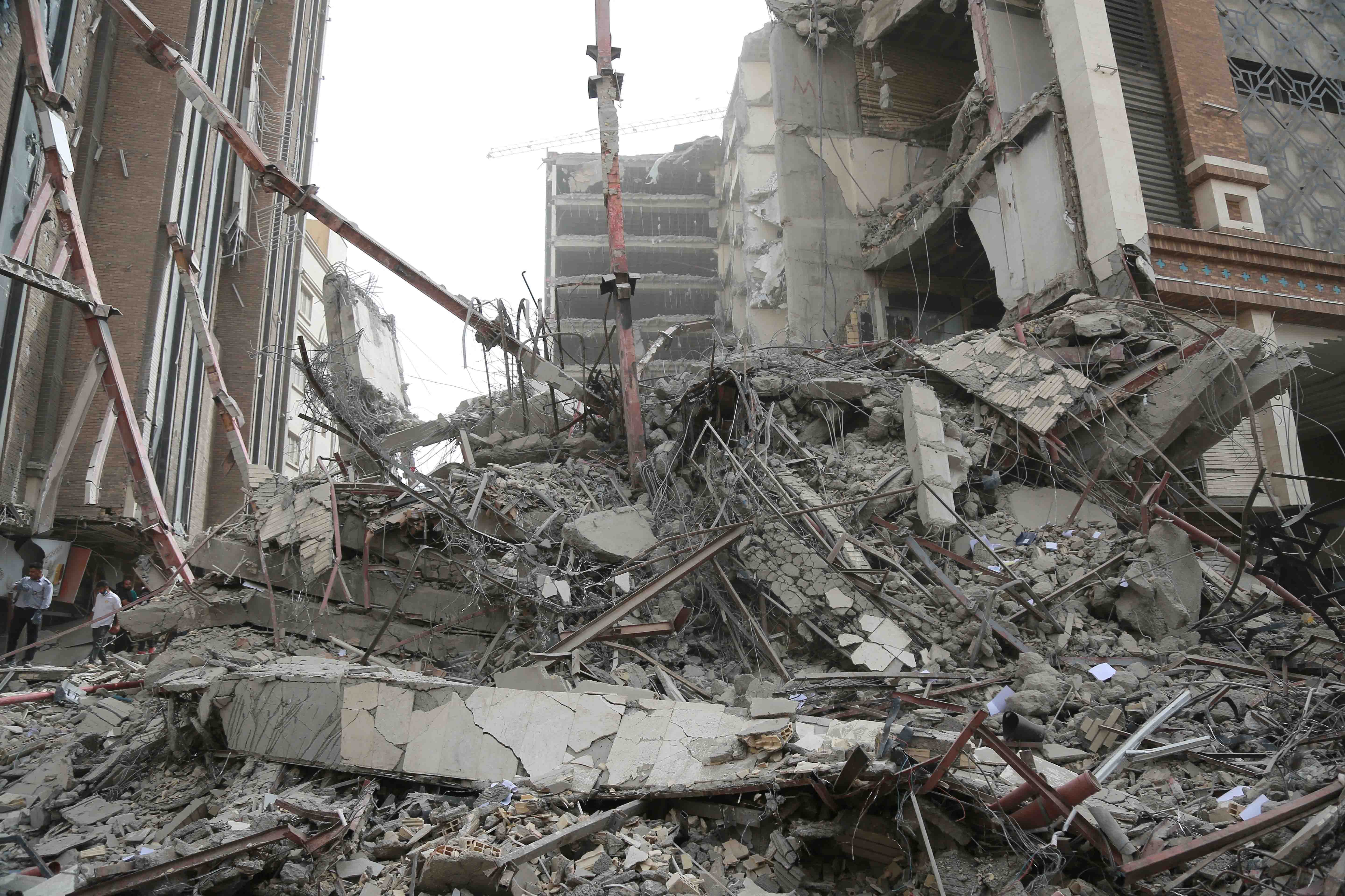 The site of a ten-story building collapse in Abadan, Iran, on May 23, 2022. 