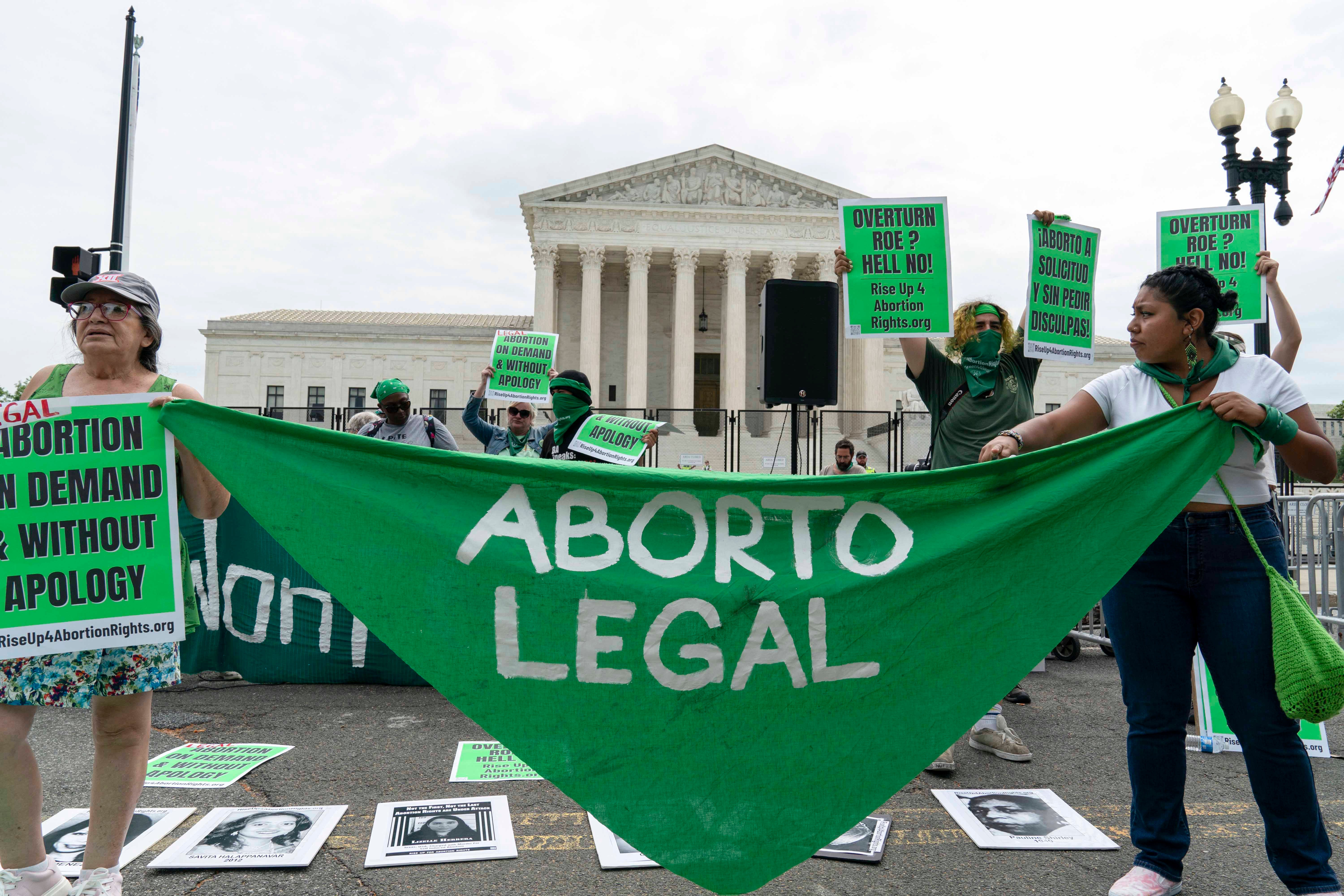 Abortion rights activists protest outside of the U.S. Supreme Court on Capitol Hill in Washington, DC, Tuesday, June 21, 2022.