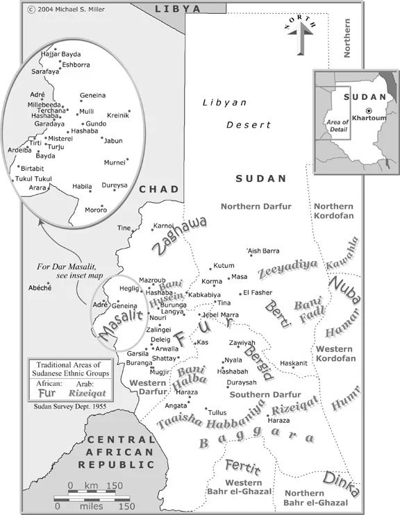Map of Darfur, Sudan