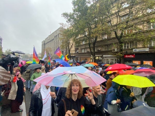 People gathered for EuroPride2022, in Belgrade, in September 2022.  