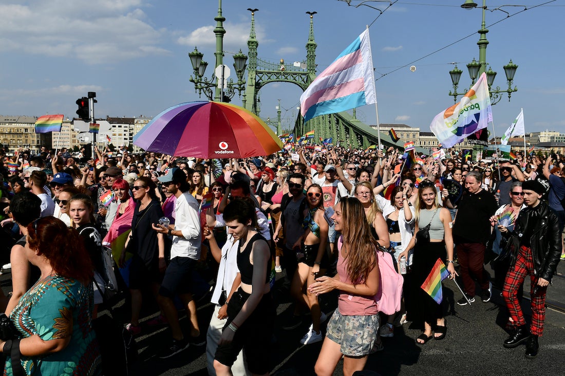Pride March in Budapest, Hungary. 