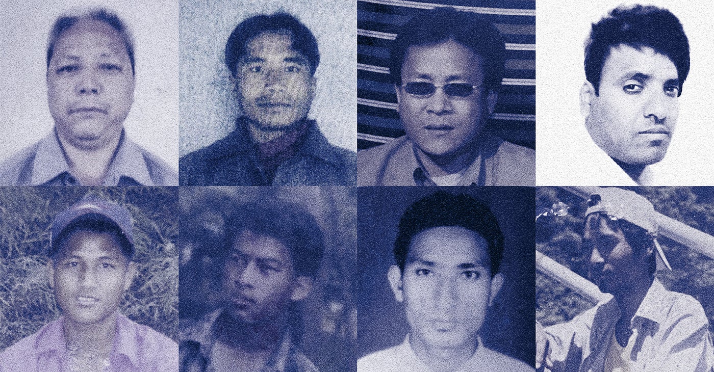 上排左起：洛・巴哈杜爾・加里（Lok Bahadur Ghaley）、林辛・汪迪（Rinzin Wangdi）、千卓拉・賴吉・萊（Chandra Raj Rai）、庫馬爾・葛丹（Kumar Gautam）。下排左起：森・曼・古隆（San Man Gurung）、柏卡・德・切特利（Birkha Bdr Chhetri）、翁納斯・艾迪卡里（Omnath Adhikari）、恰圖曼・塔芒（Chaturman Tamang）。