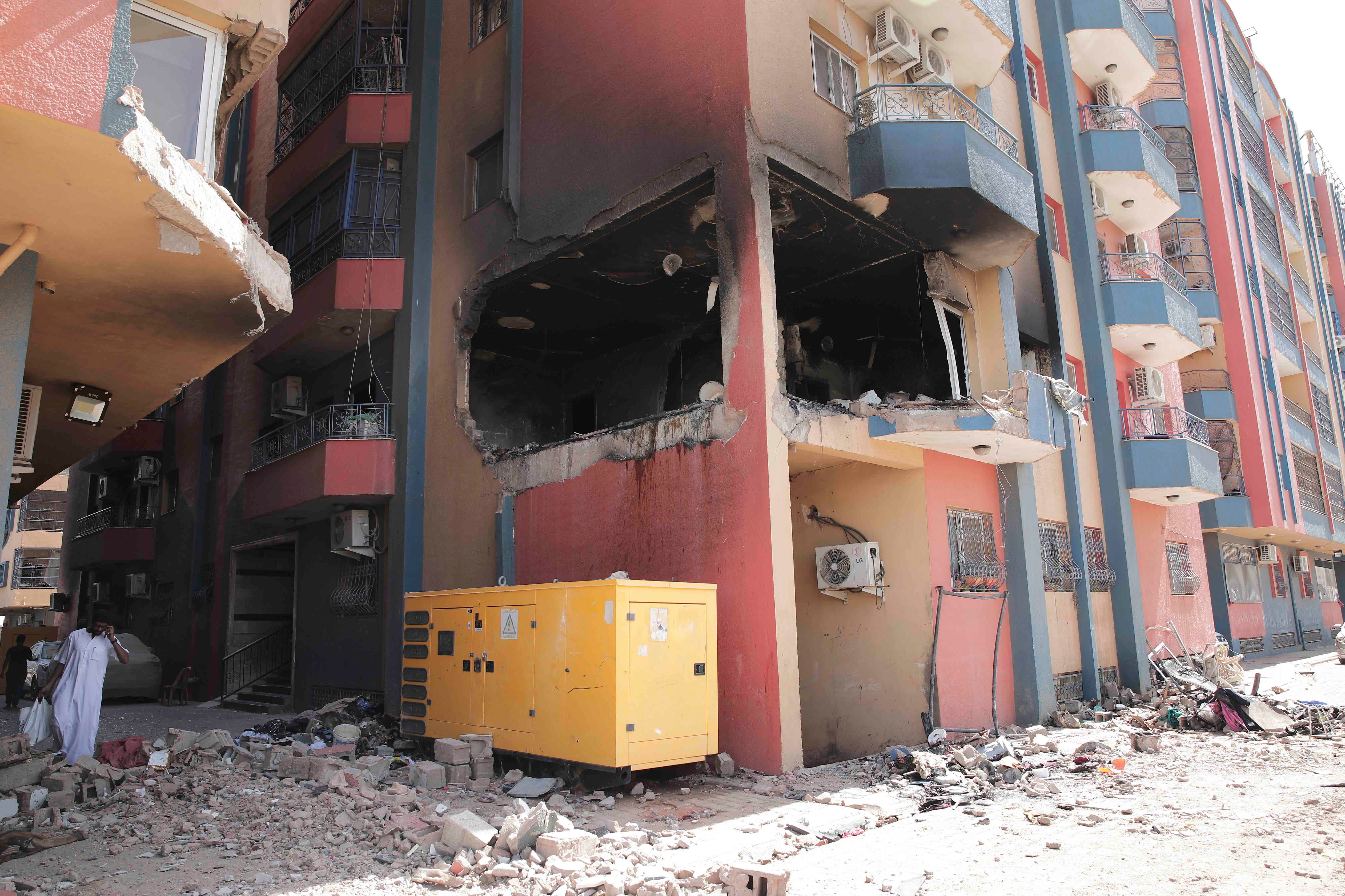 Residential buildings damaged in fighting in Khartoum, Sudan, April 20, 2023. 