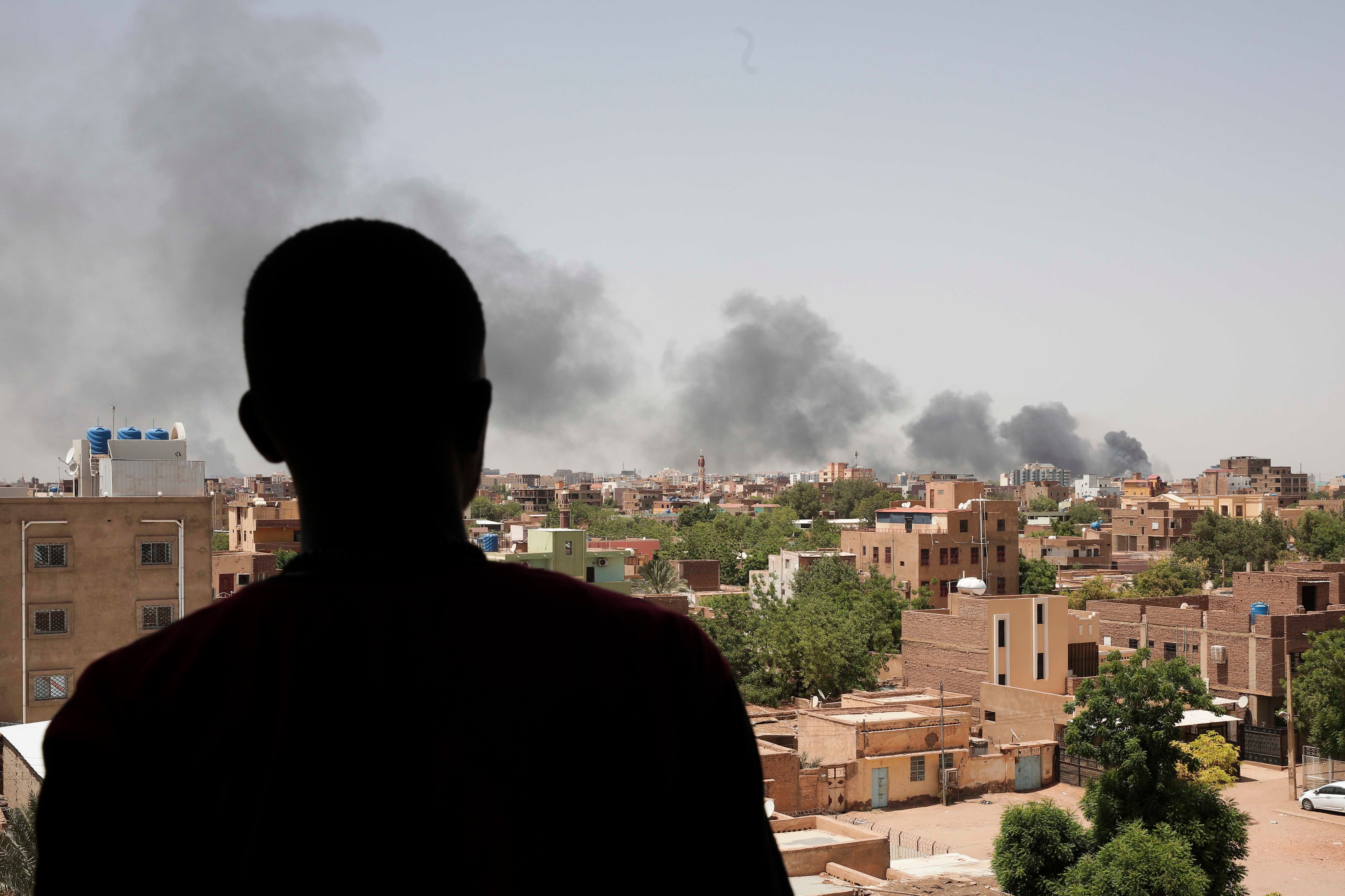 Smoke rising above Khartoum, Sudan, April 22, 2023.