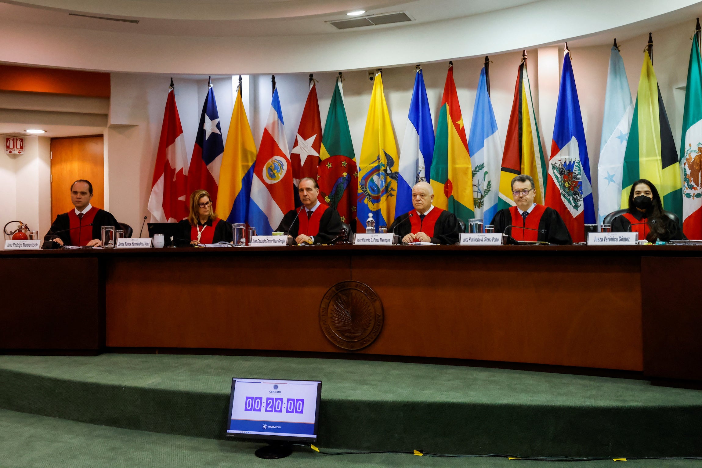 Jueces y juezas de la Corte Interamericana de Derechos Humanos en una audiencia en San José, Costa Rica
