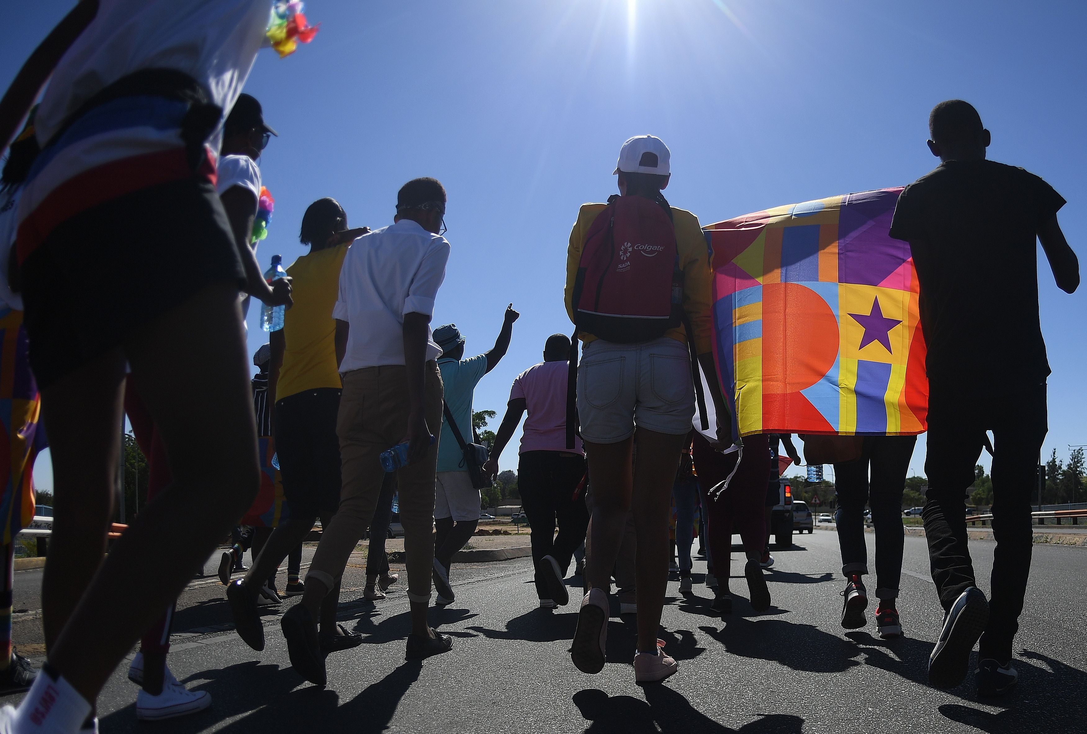 People take part in the first Botswana Pride Parade in Gaborone, November 30, 2019.