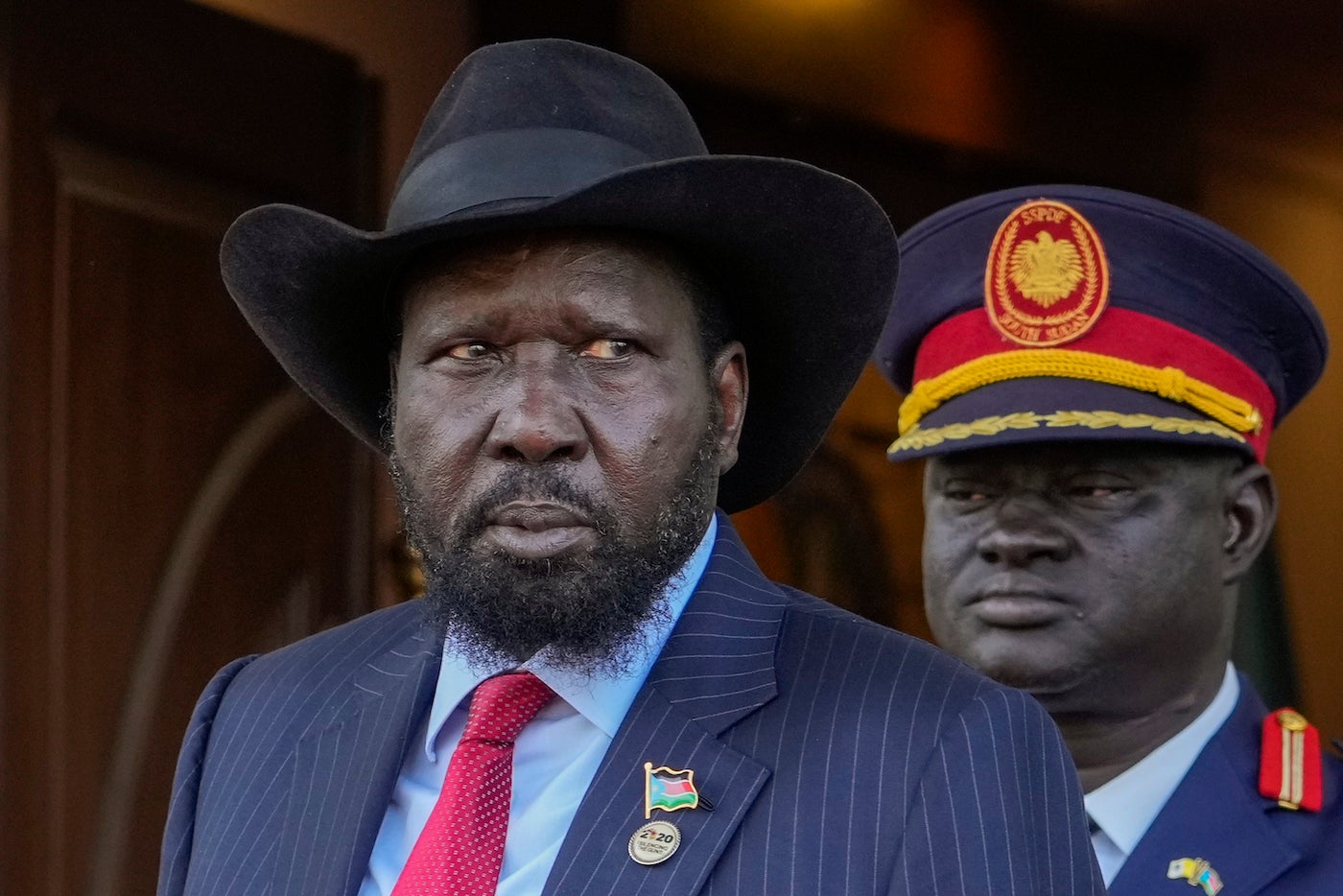 South Sudan's President Salva Kiir arrives at Juba's Presidential Palace, South Sudan, February 3, 2023.