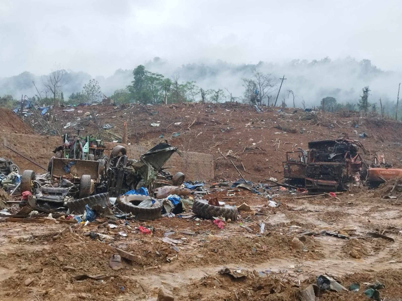 The aftermath of air and artillery strikes in Mung Lai Hkyet village, in Kachin State, Myanmar, October 10, 2023.