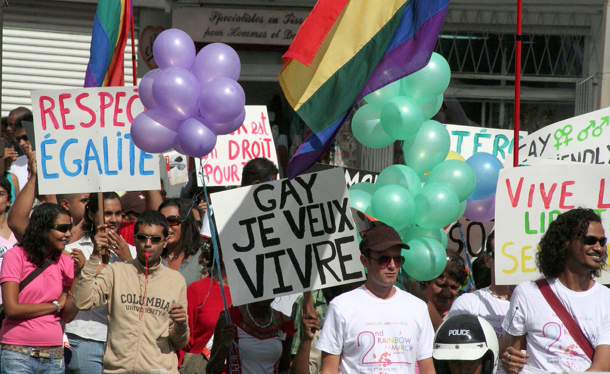 A march for the rights of LGBT people and gender equality in the town of Rose Hill, Mauritius, June 2, 2007.