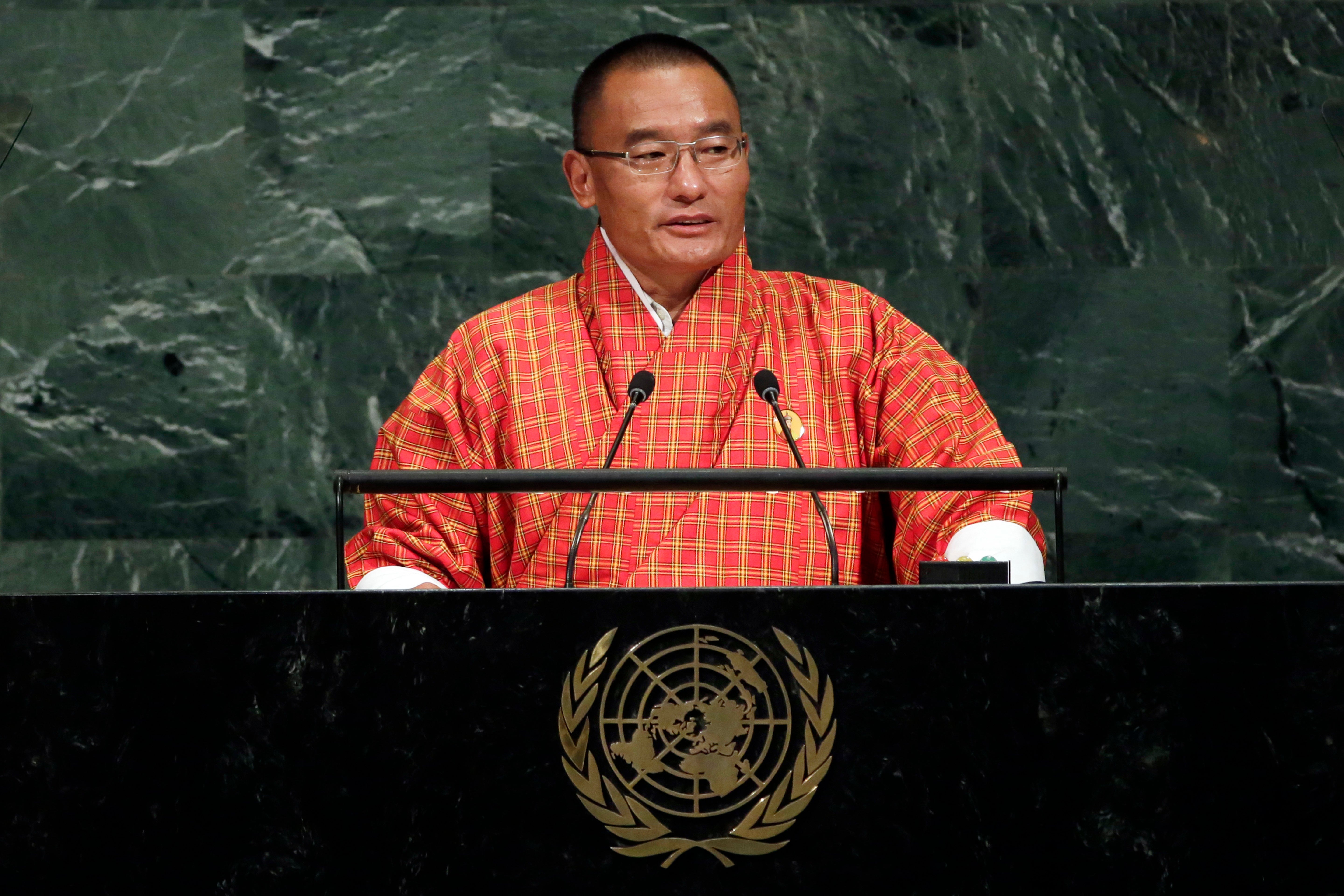 Prime Minister Tshering Tobgay of Bhutan addresses the United Nations General Assembly, at U.N. headquarters, September 22, 2017.