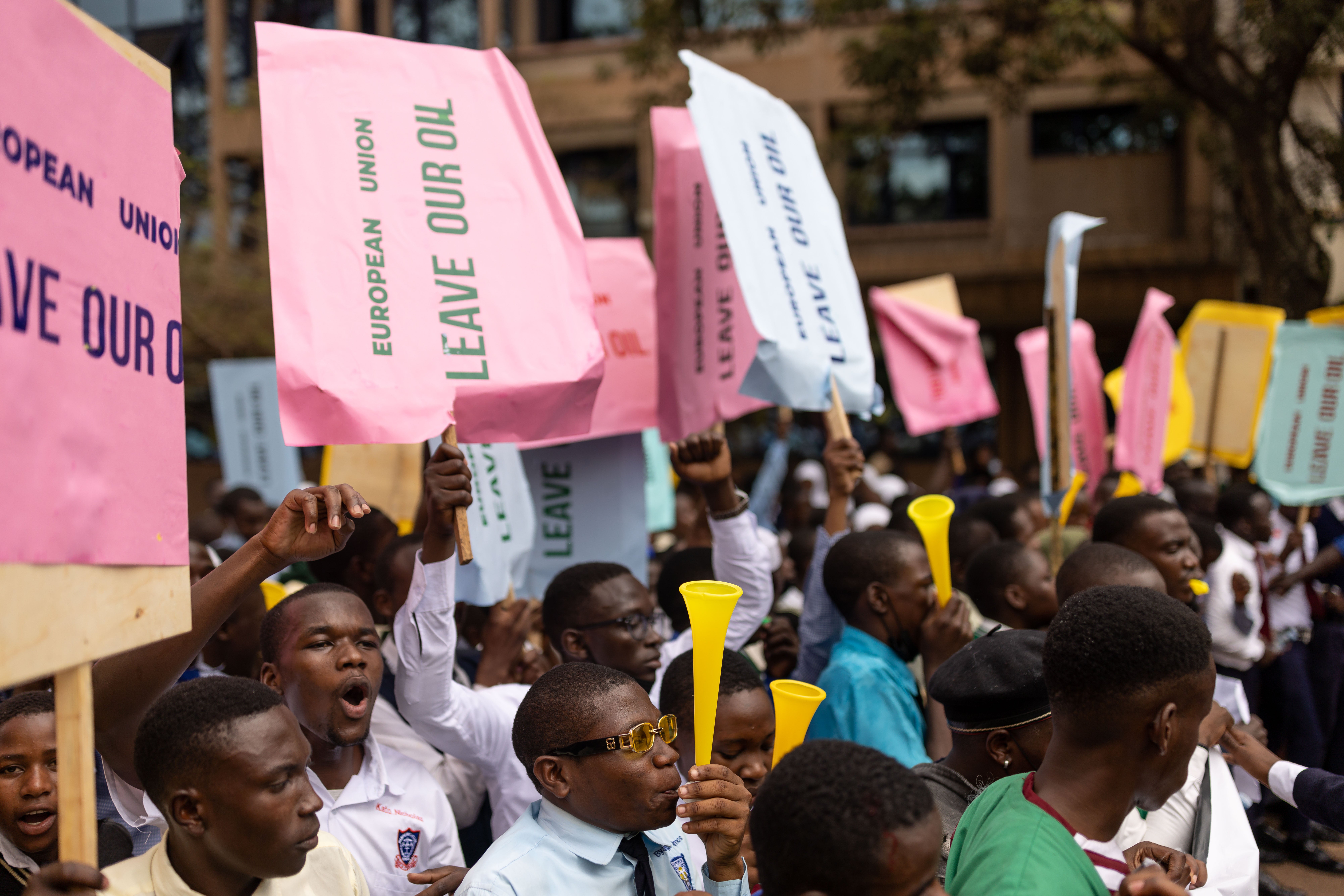 Members of the Uganda National Students Association participate in a rally in Kampala, Uganda, September 29, 2022.