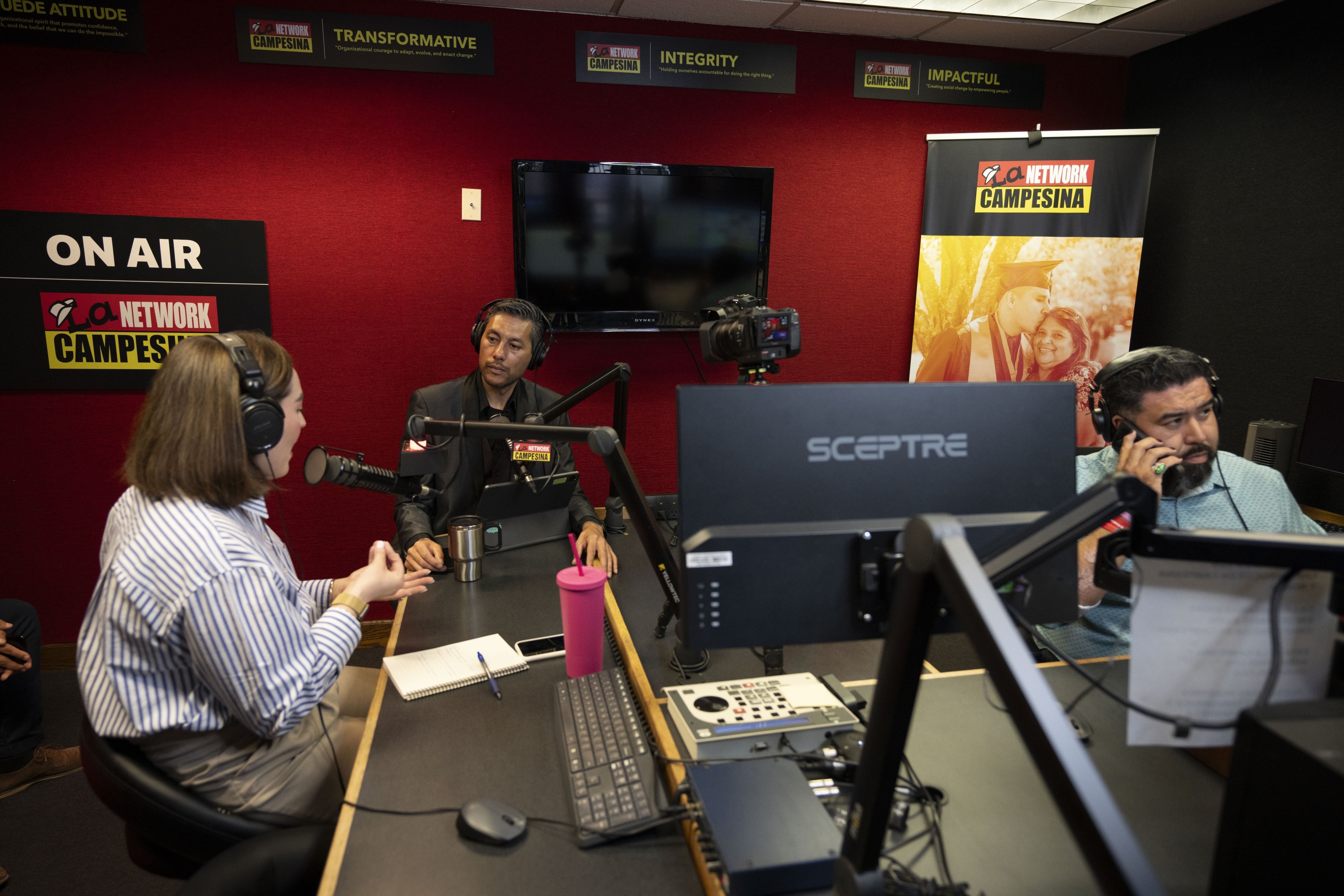 The Phoenix, Arizona studio of La Campesina, a Spanish-language radio network that seeks to provide Latinx voters the facts about voting and how elections are run, March 20, 2024.