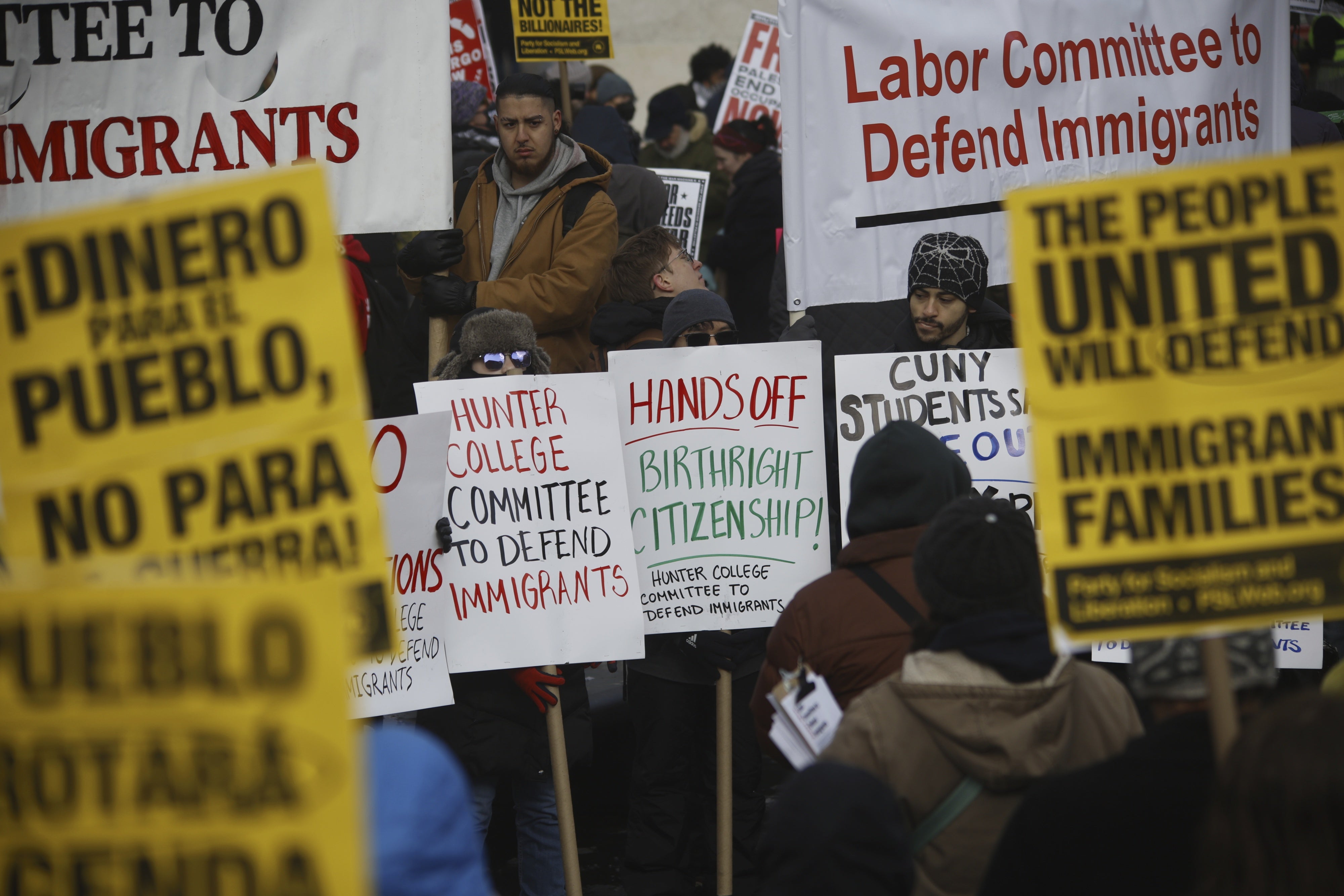 A protest in Washington Square Park in New York City, US, on January 20, 2025. 