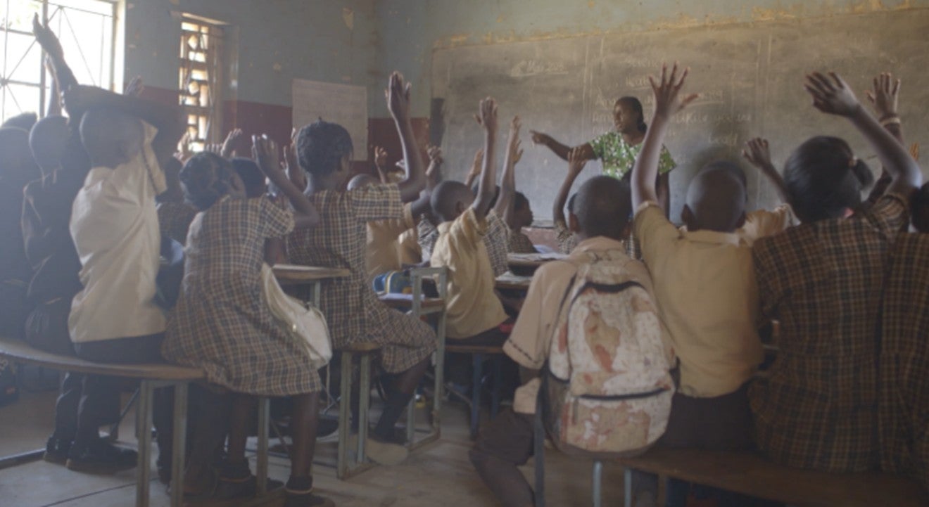 A classroom at Mwashi Secondary School, Kabwe, Zambia. 