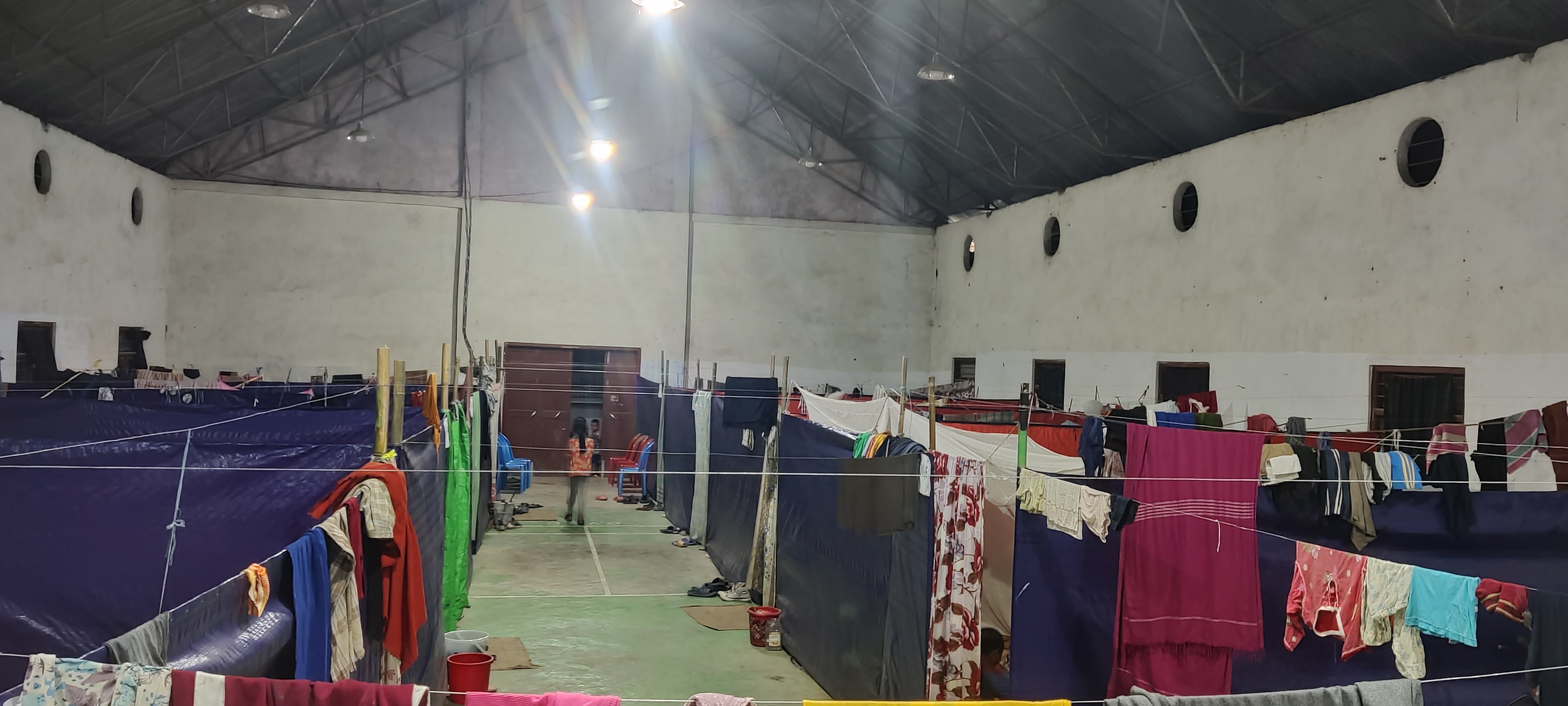A community-run relief camp inside a cemetery compound in Manipur’s Churachandpur district, for members of tribal Kuki-Zo communities displaced after the May 2023 clashes, March 2025.