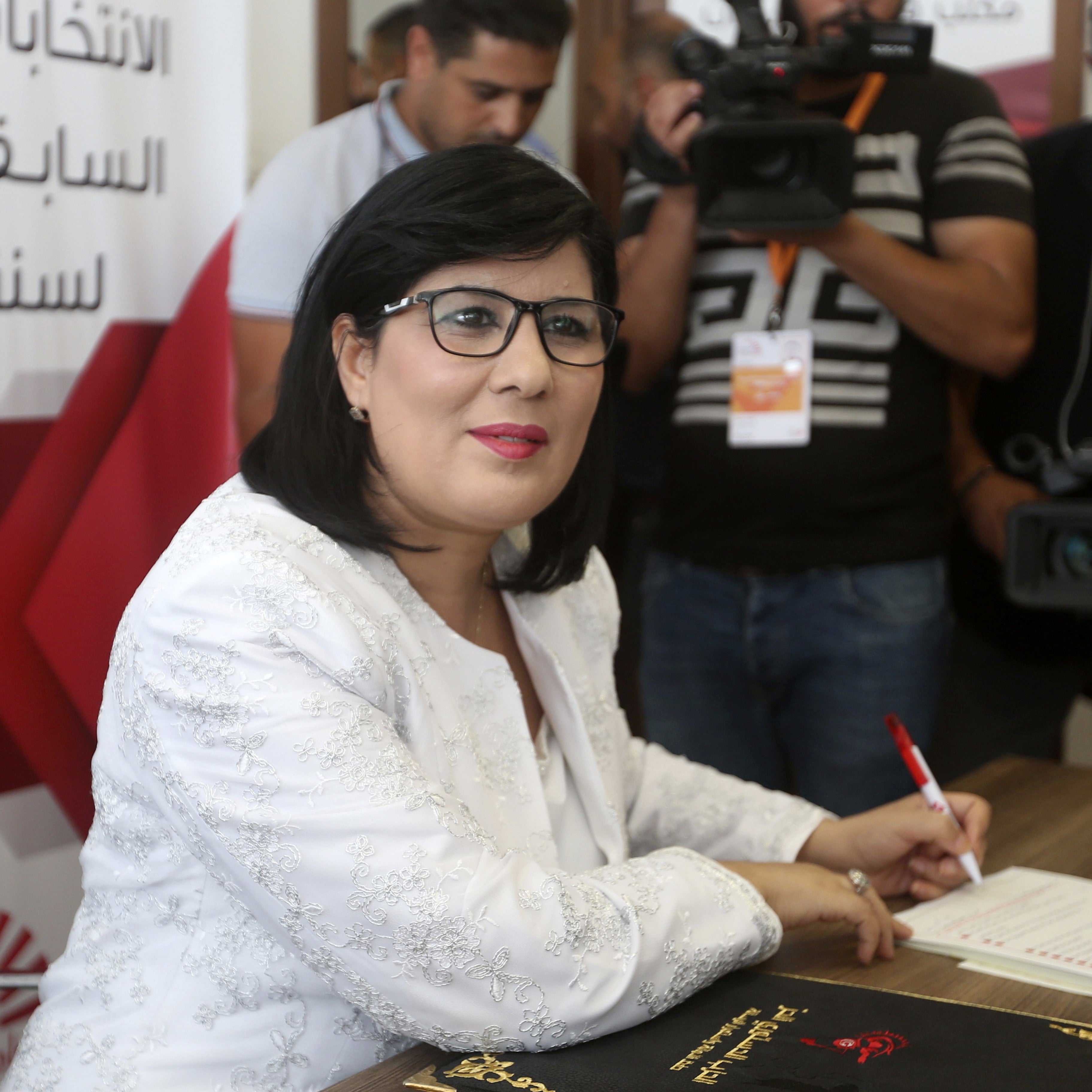 Abir Moussi submits her candidacy for the upcoming presidential elections in Tunis, Tunisia.