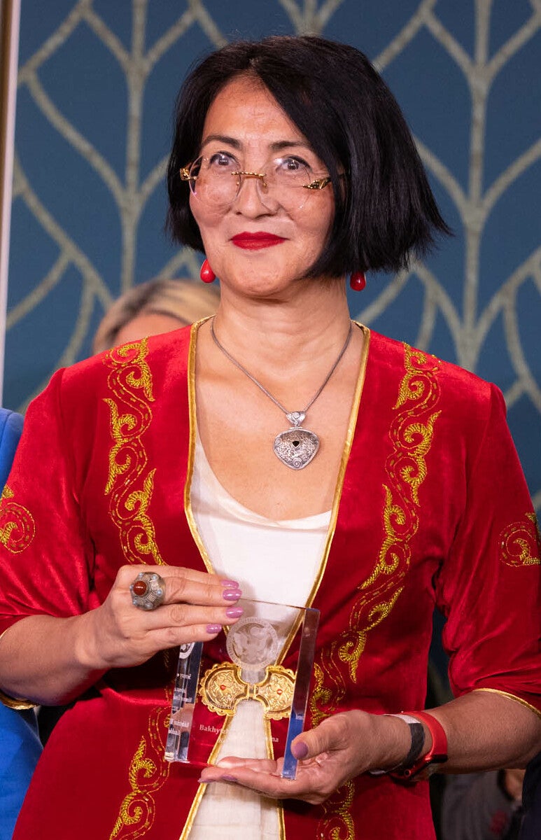 Bakhytzhan Toregozhina at the 17th annual International Women of Courage (IWOC) Award Ceremony in the East Room of the White House in Washington, DC, US, March 8, 2023. 