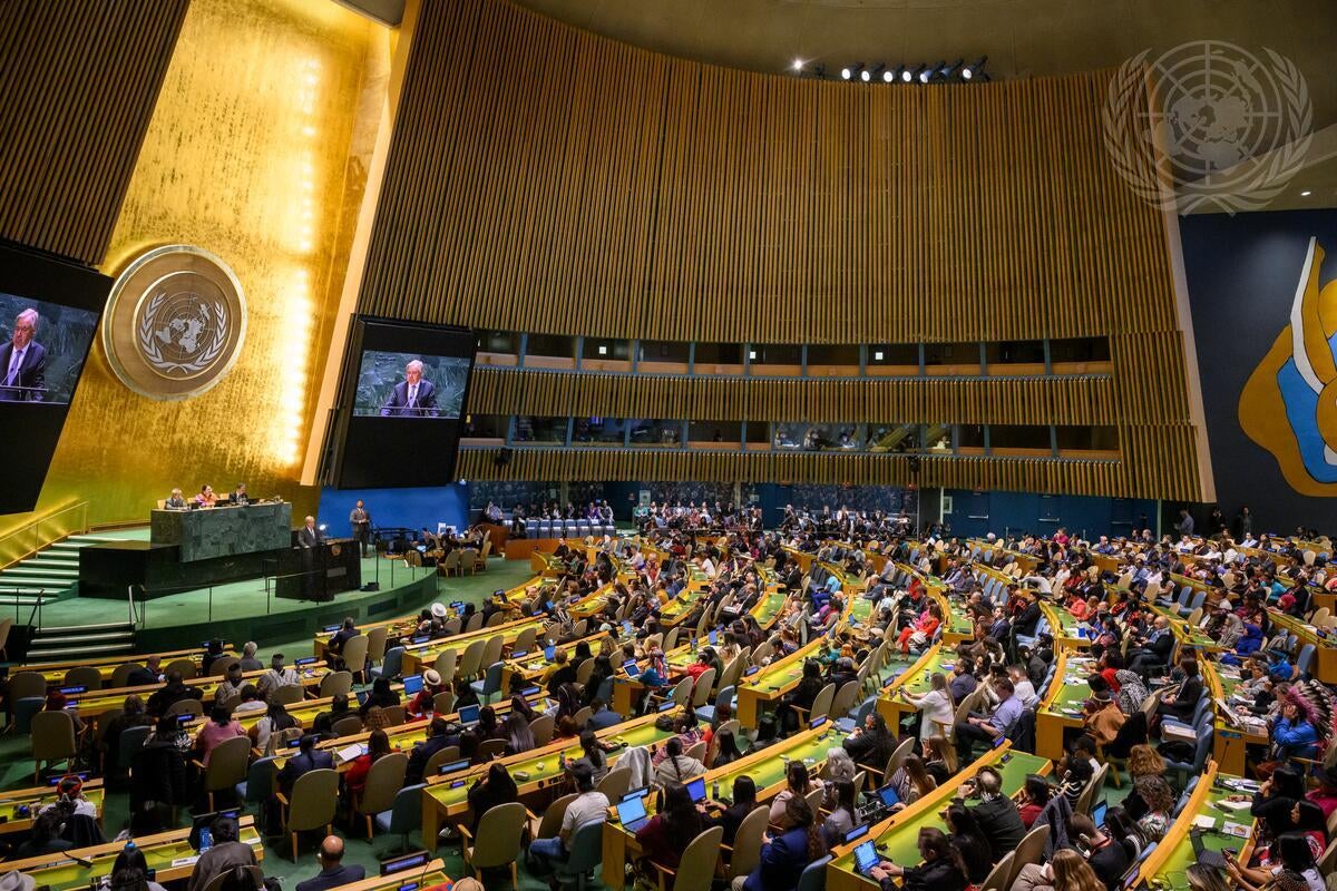 The United Nations General Assembly Hall in New York City, New York, US, April 21, 2025.