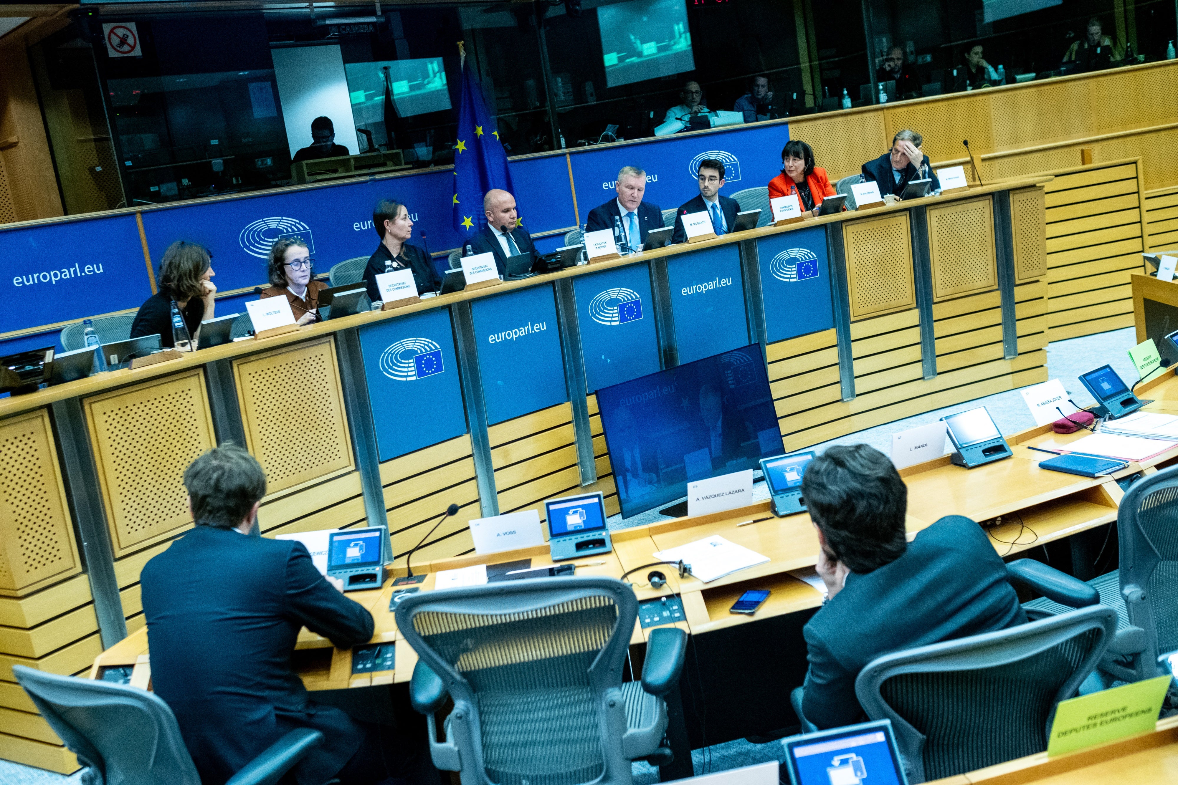 The European Commissioner for Democracy and Justice and the Rule of Law and Consumer Protection Michael Mcgrath at the meeting of the Committee on Legal Affairs in the European Parliament an institution of the European Union in Brussels in Belgium, January 29, 2025. 