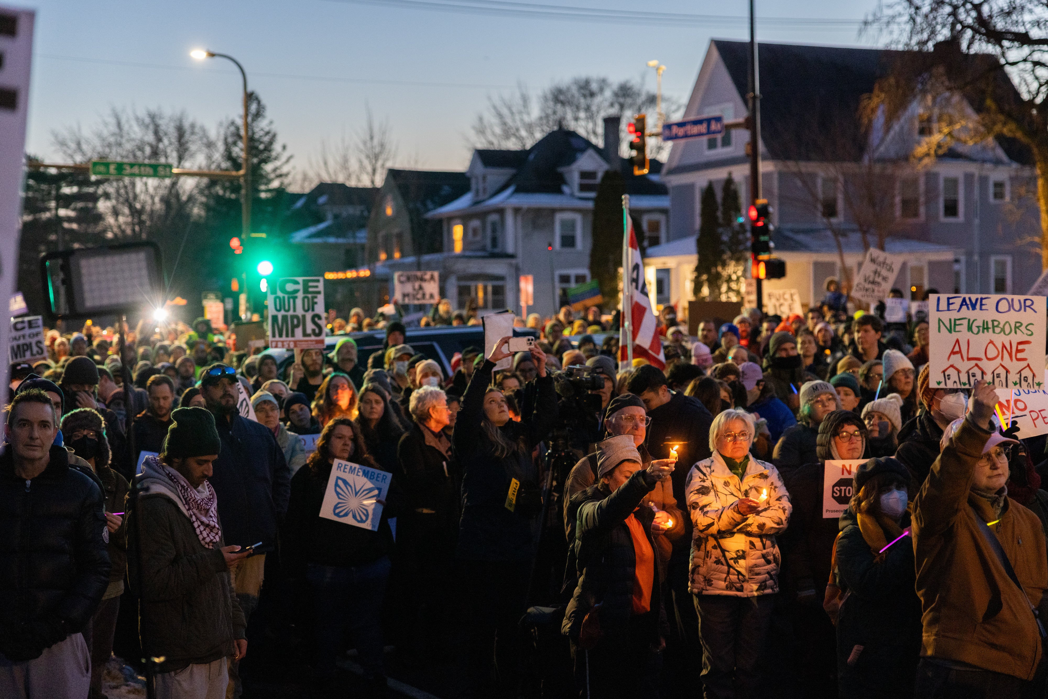 Community members attend a vigil for Renee Nicole Good, following a fatal shooting by an Immigration and Customs Enforcement (ICE) agent in Minneapolis, Minnesota, US, January 7, 2026.