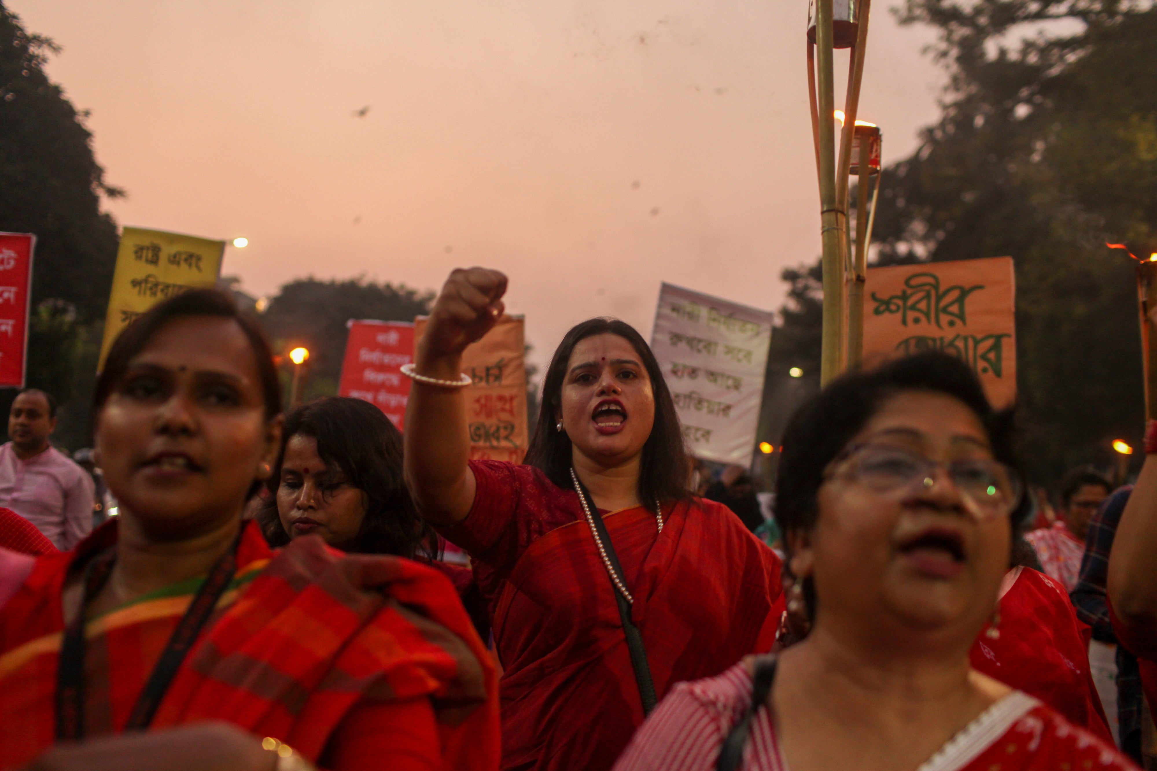 Activists attend a procession to mark the International Day for the Elimination of Violence against Women in Dhaka, Bangladesh, on November 25, 2025.