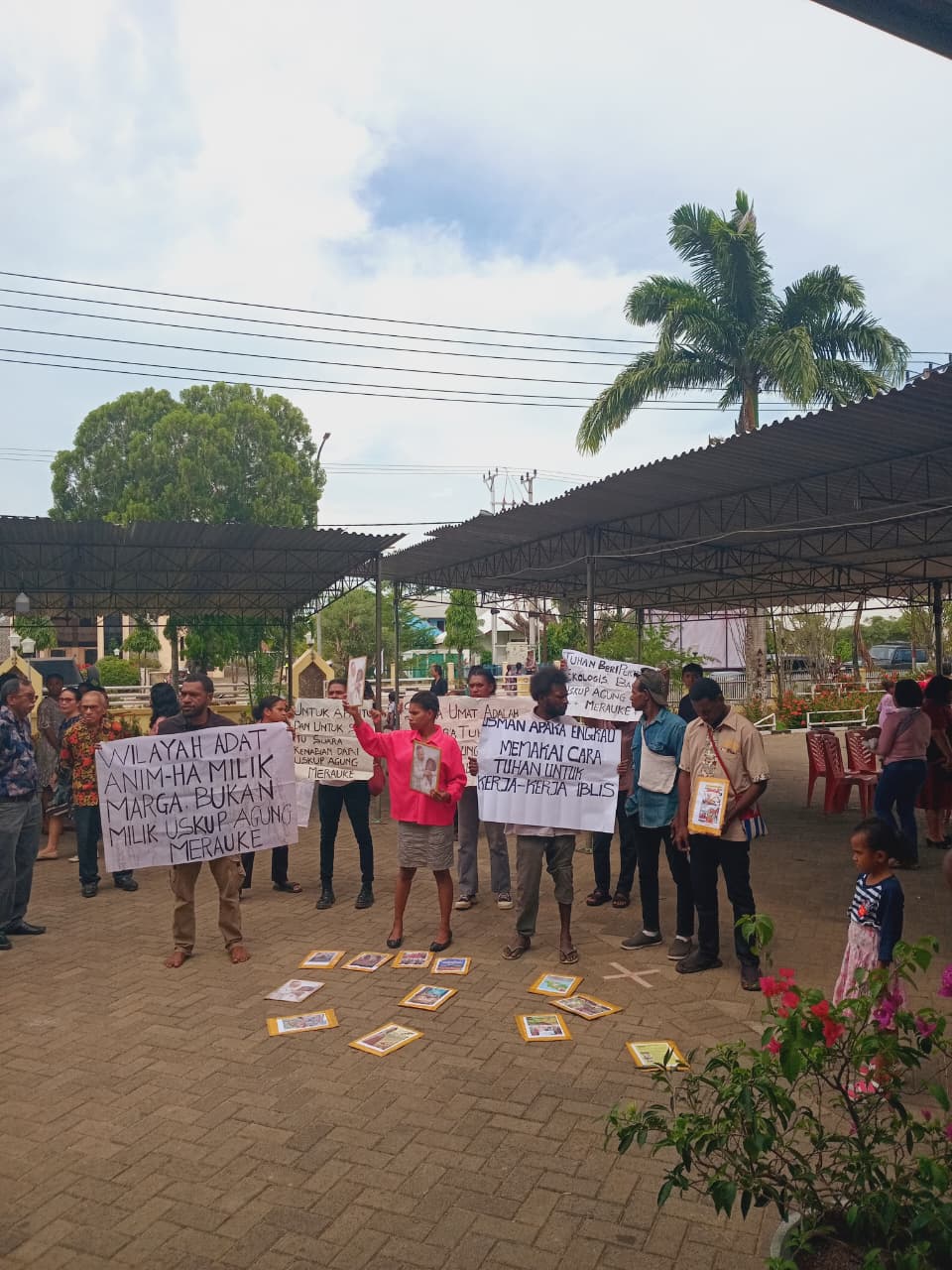 Members of the Voice of Catholic People of Papua gathered at the St. Francis Xavier Catholic Cathedral in Merauke, Indonesia, call on church officials to protect Indigenous people from government policies, January 25, 2026.