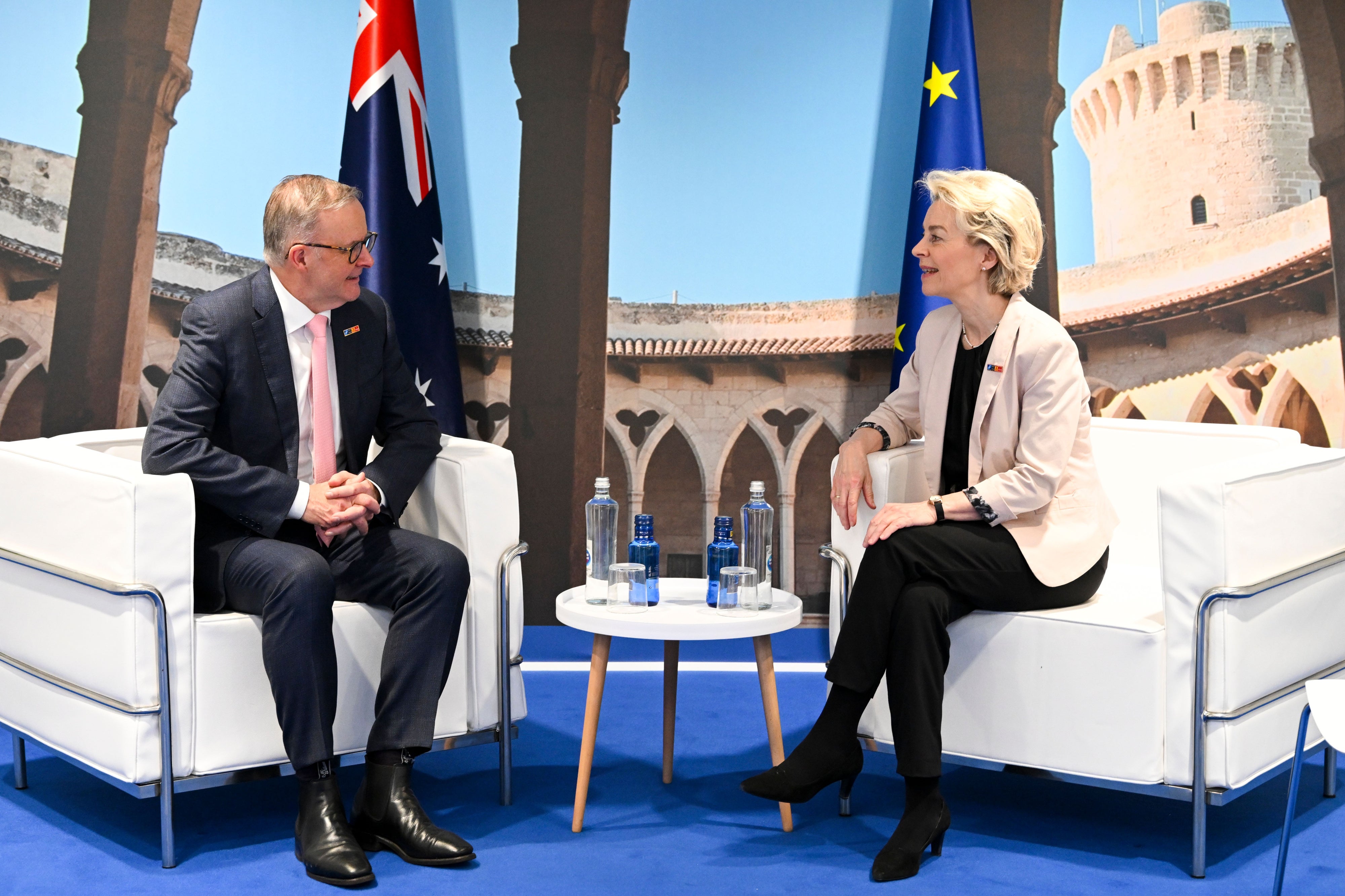 Australian Prime Minister Anthony Albanese (left) and the President of the European Commission Ursula von der Leyen at the Nato Leaders' Summit in Madrid, Spain, June 29, 2022. 