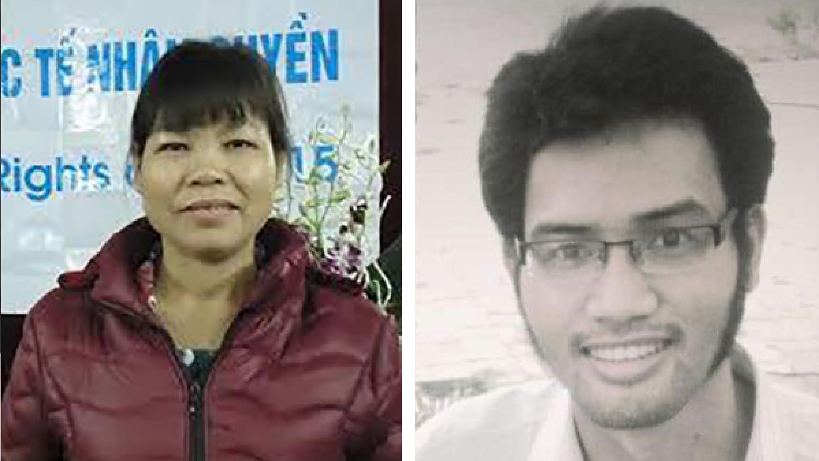 Can Thi Theu (left) and Le Huu Minh Tuan.