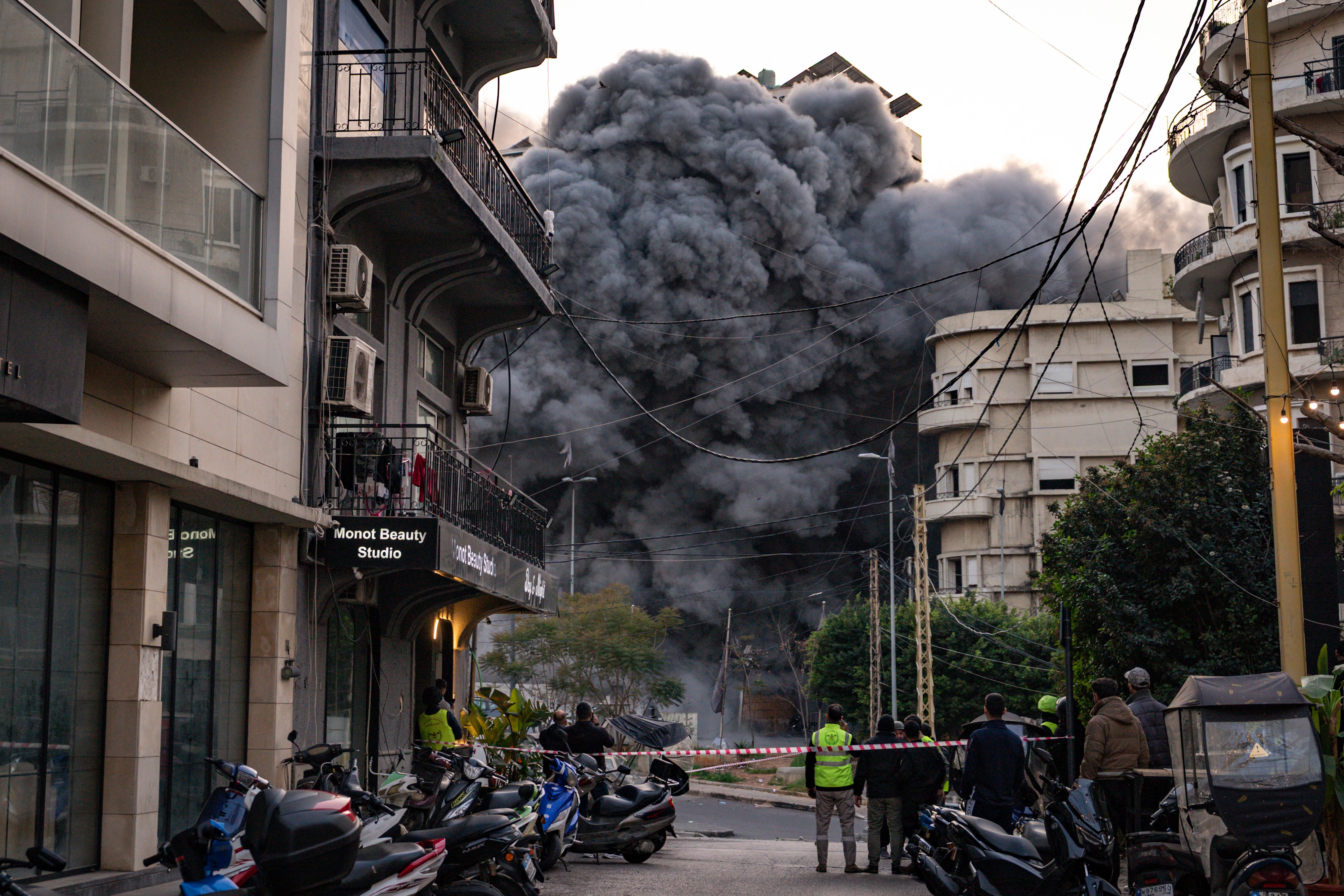 Smoke from a building in the center of Beirut, Lebanon, which has been hit by the IDF after an evacuation order, on March 12, 2026. 