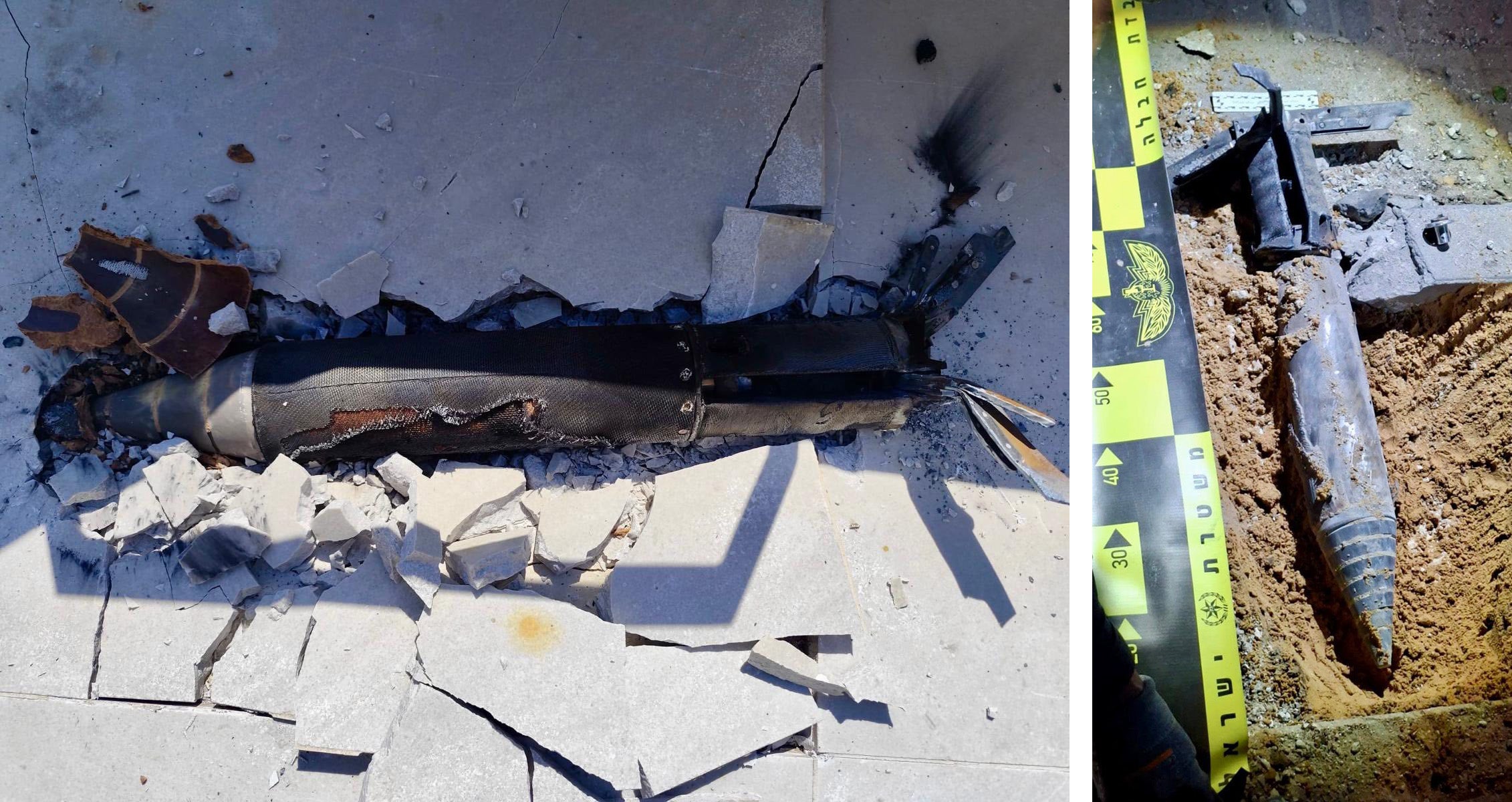 Two images of unexploded submunitions posted by South Sharon Regional Council in central Israel on March 5, 2026. 