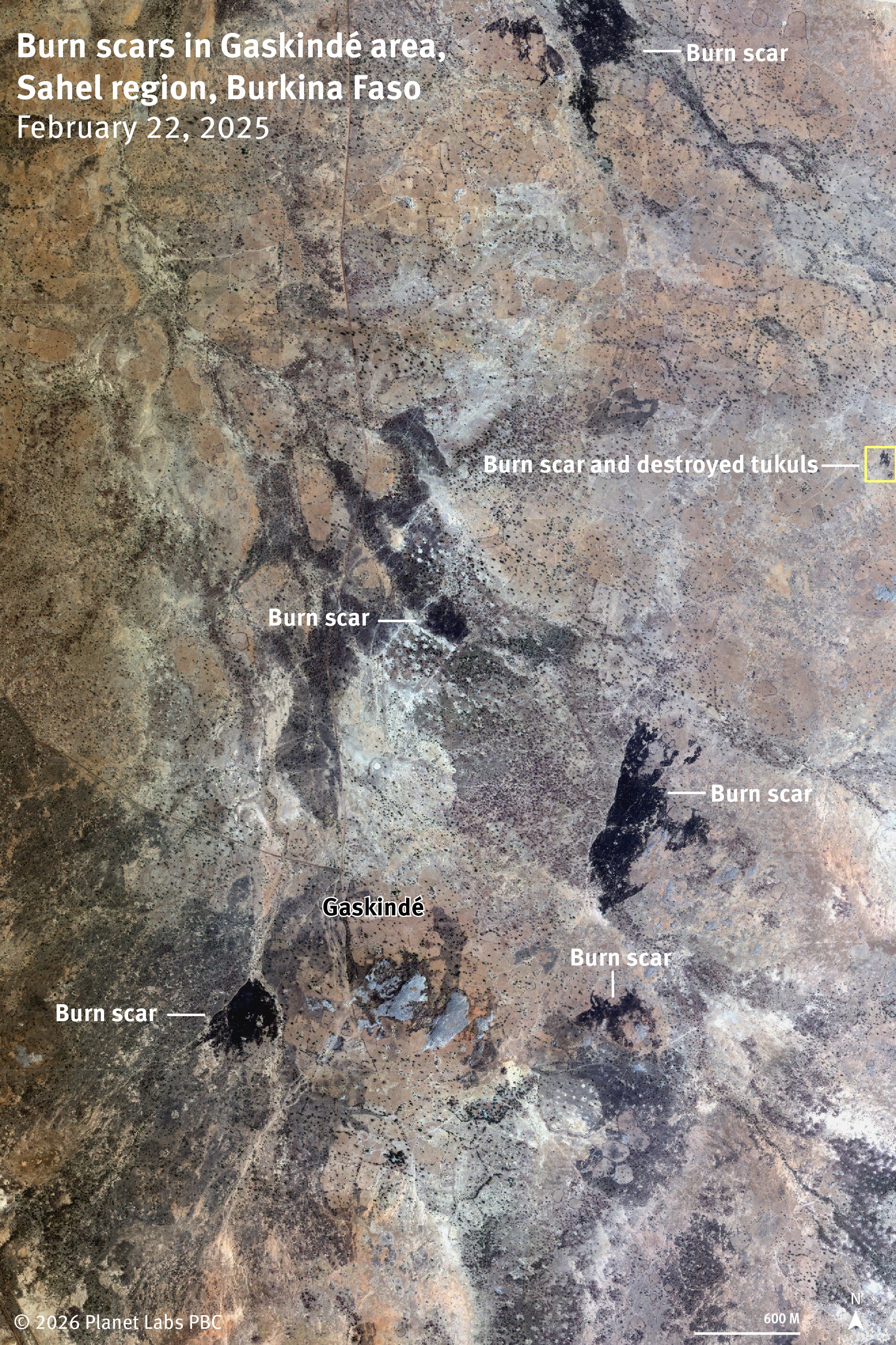 Annotated satellite image in french